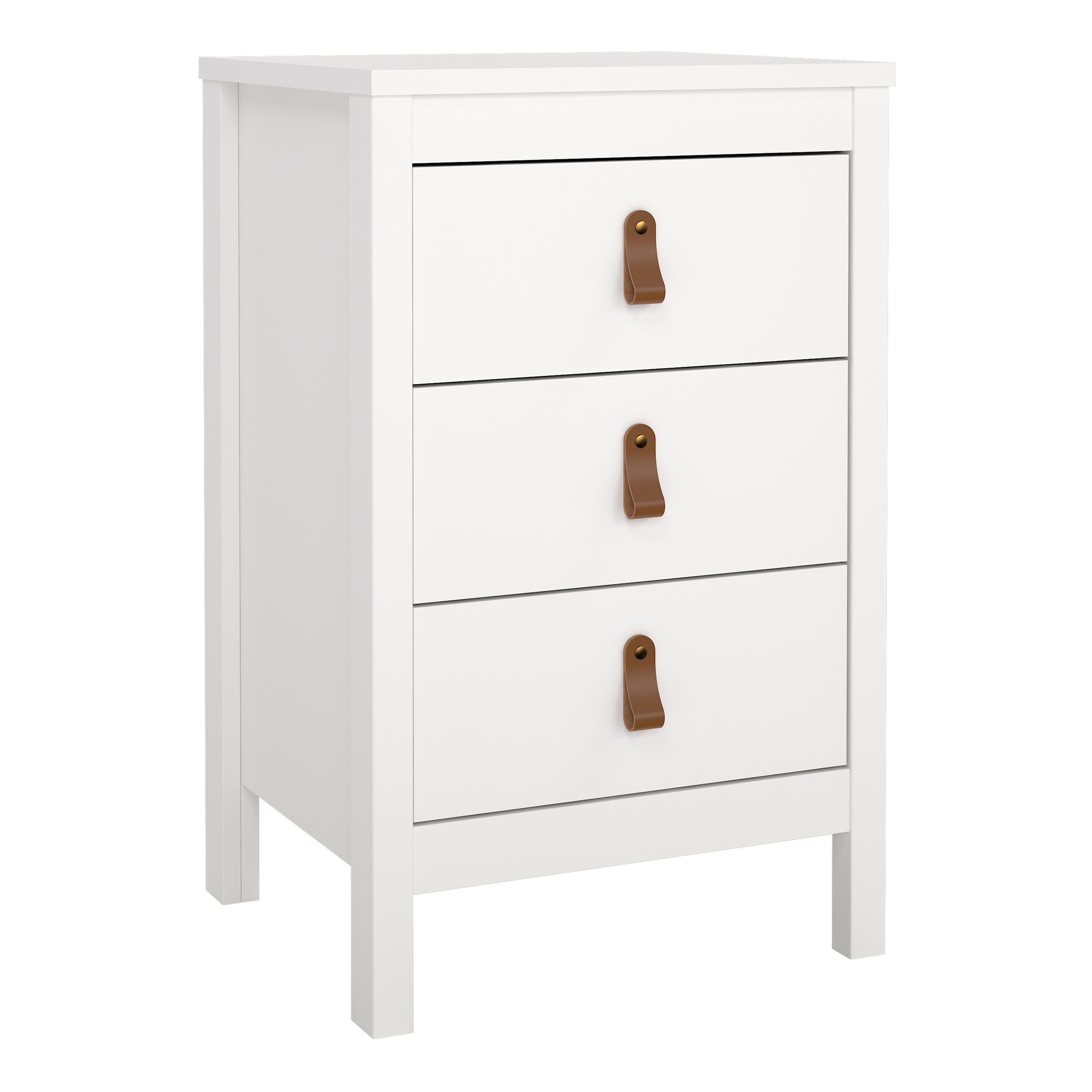 Barcelona Bedside Table 3 Drawers in White – FTG