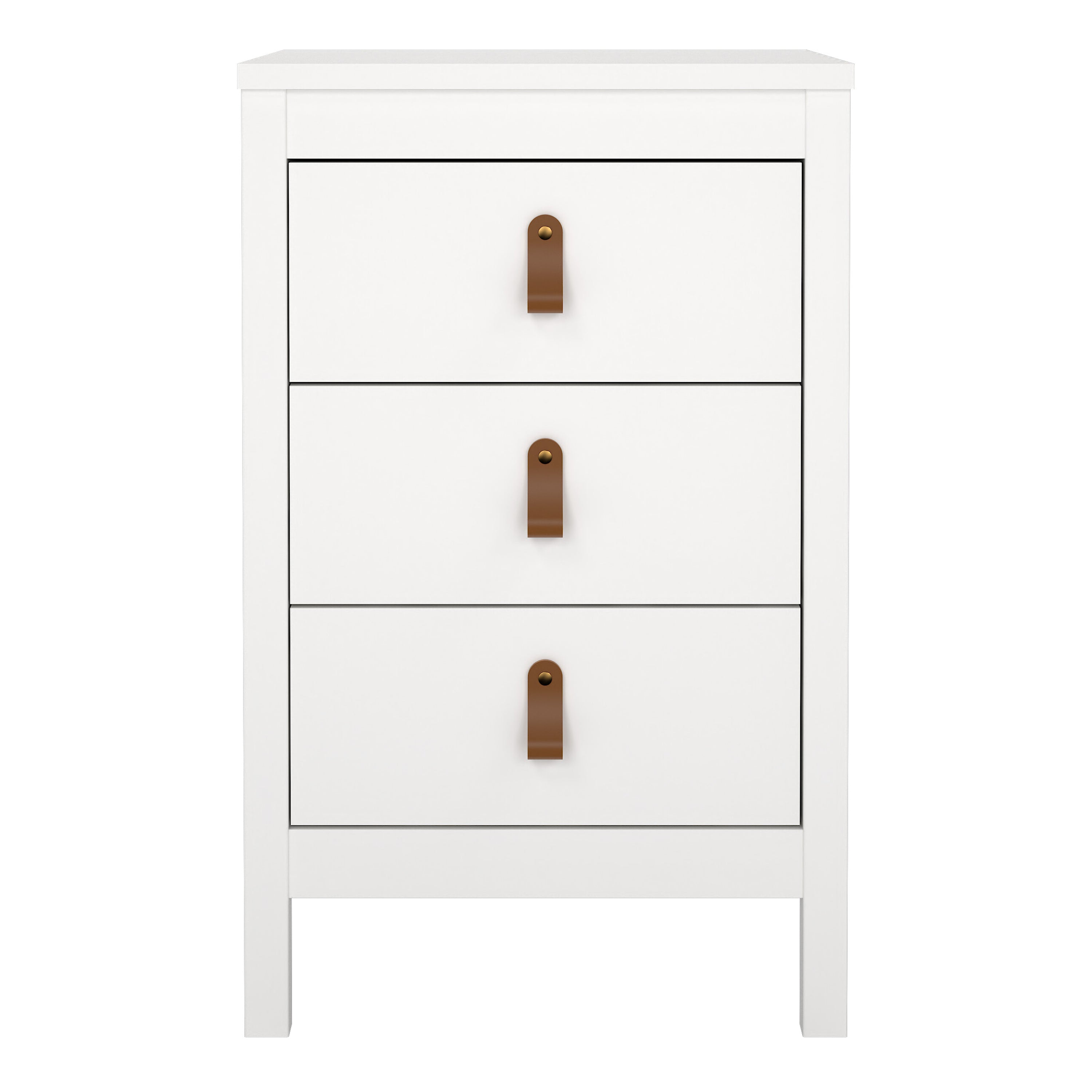 Barcelona Bedside Table 3 Drawers in White – FTG, view 2