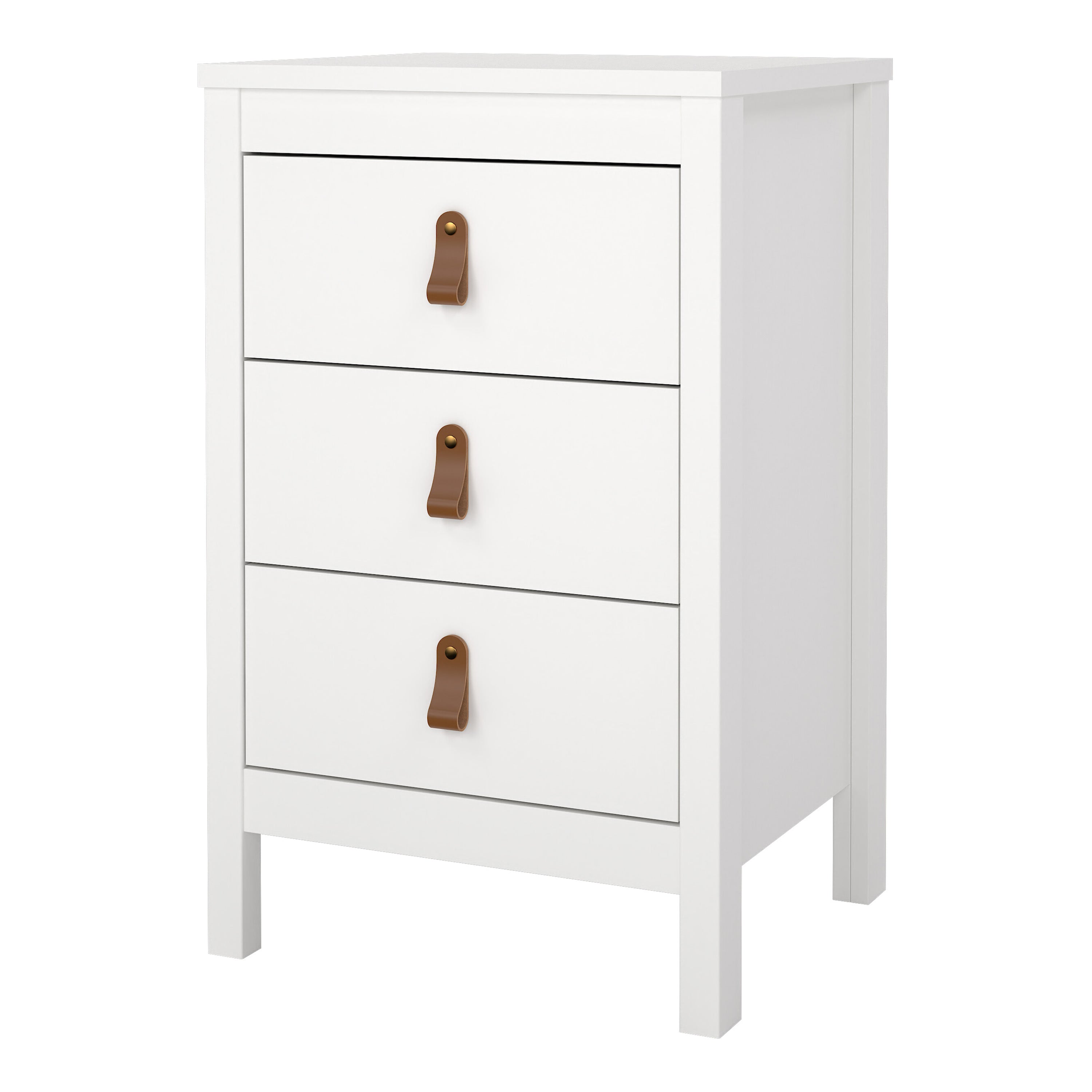 Barcelona Bedside Table 3 Drawers in White – FTG, view 3
