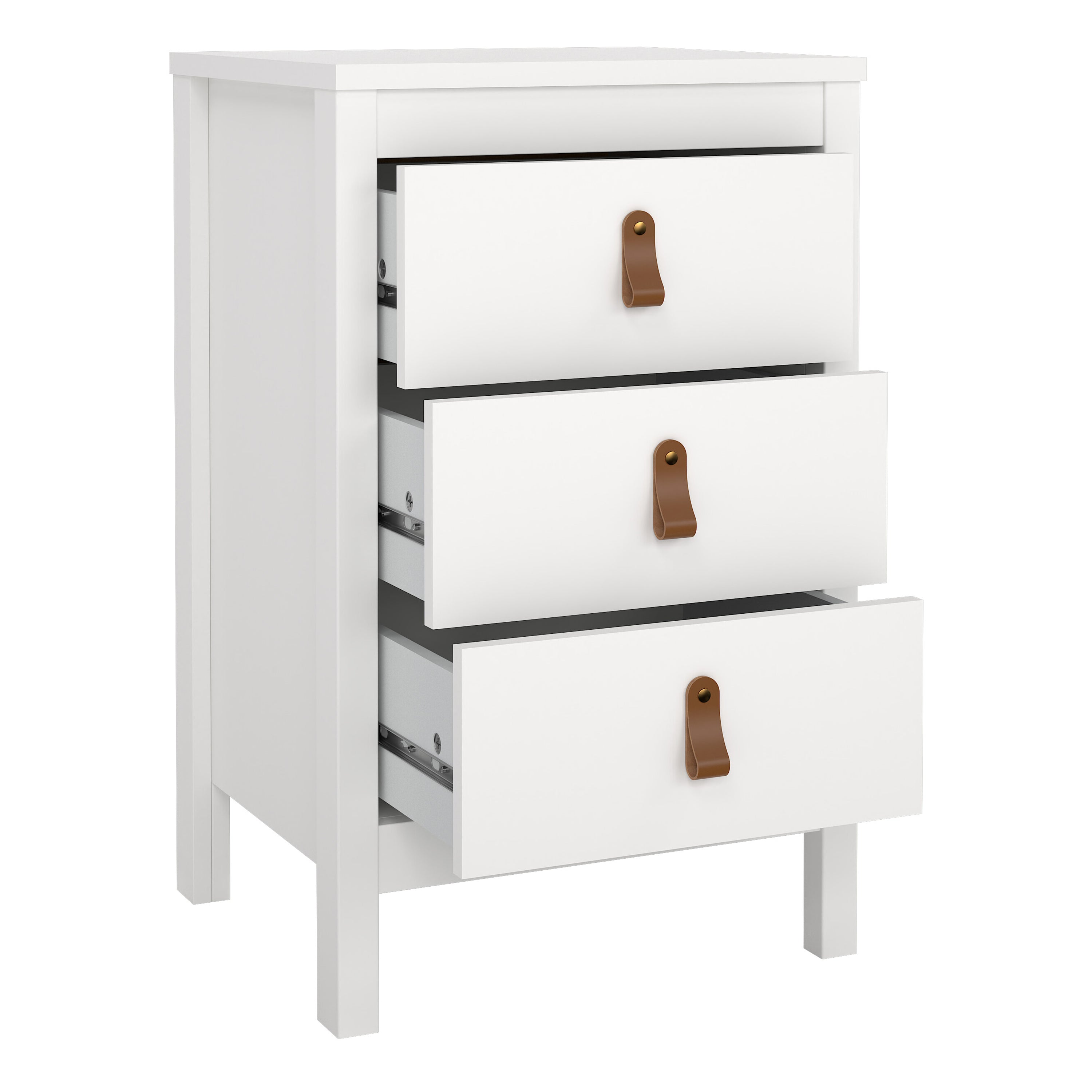 Barcelona Bedside Table 3 Drawers in White – FTG, view 6