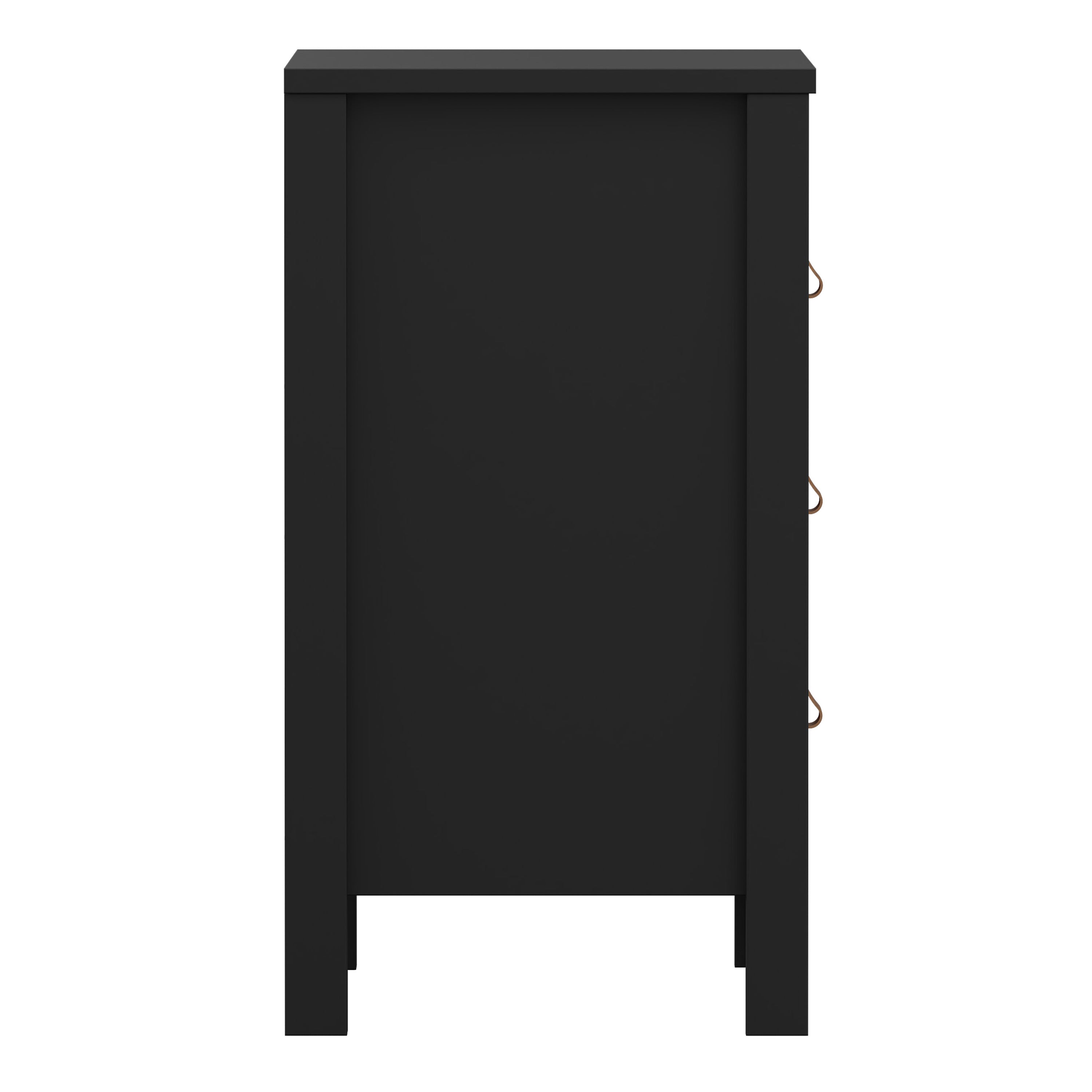 Barcelona Bedside Table 3 Drawers in Matt Black – FTG, view 4
