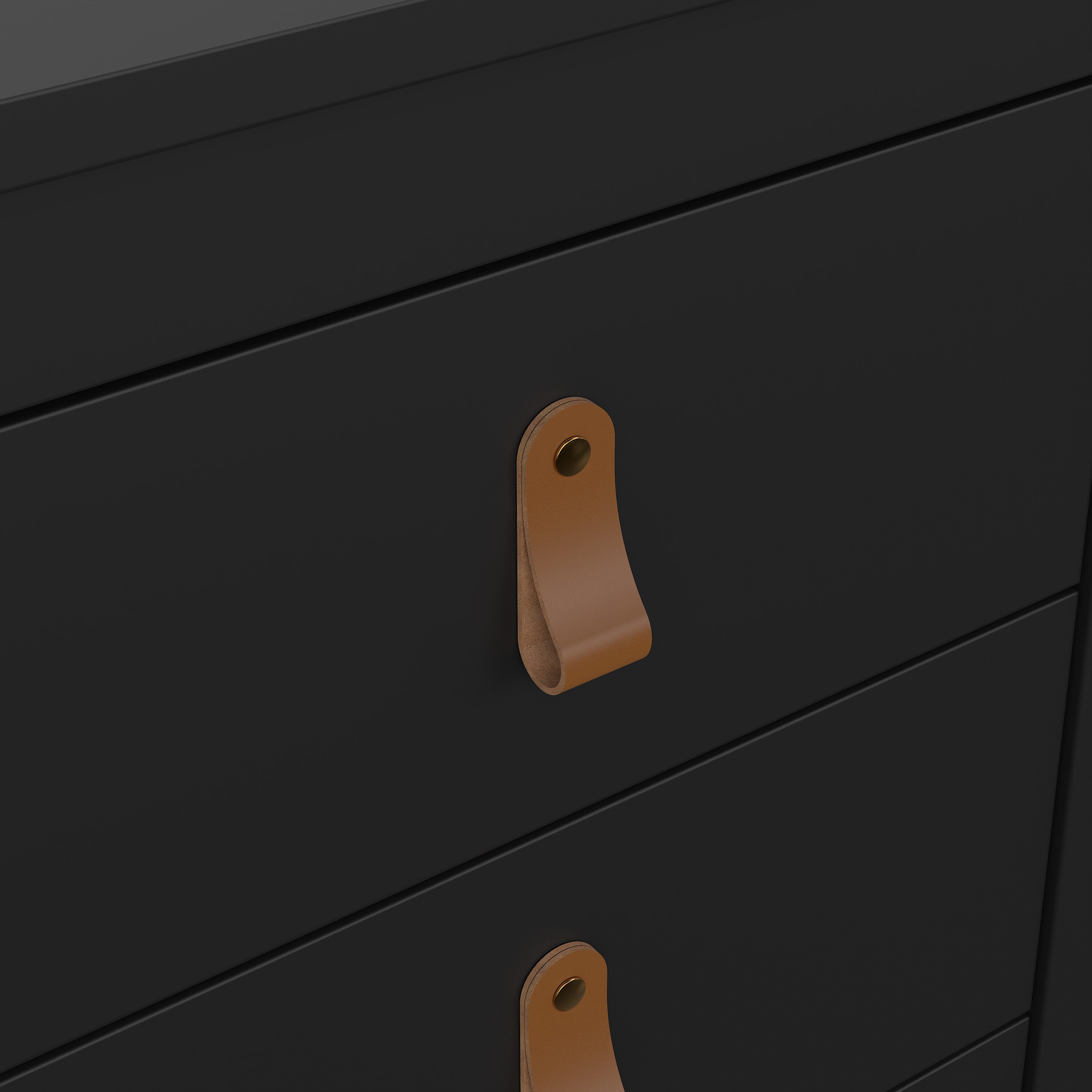 Barcelona Bedside Table 3 Drawers in Matt Black – FTG, view 8