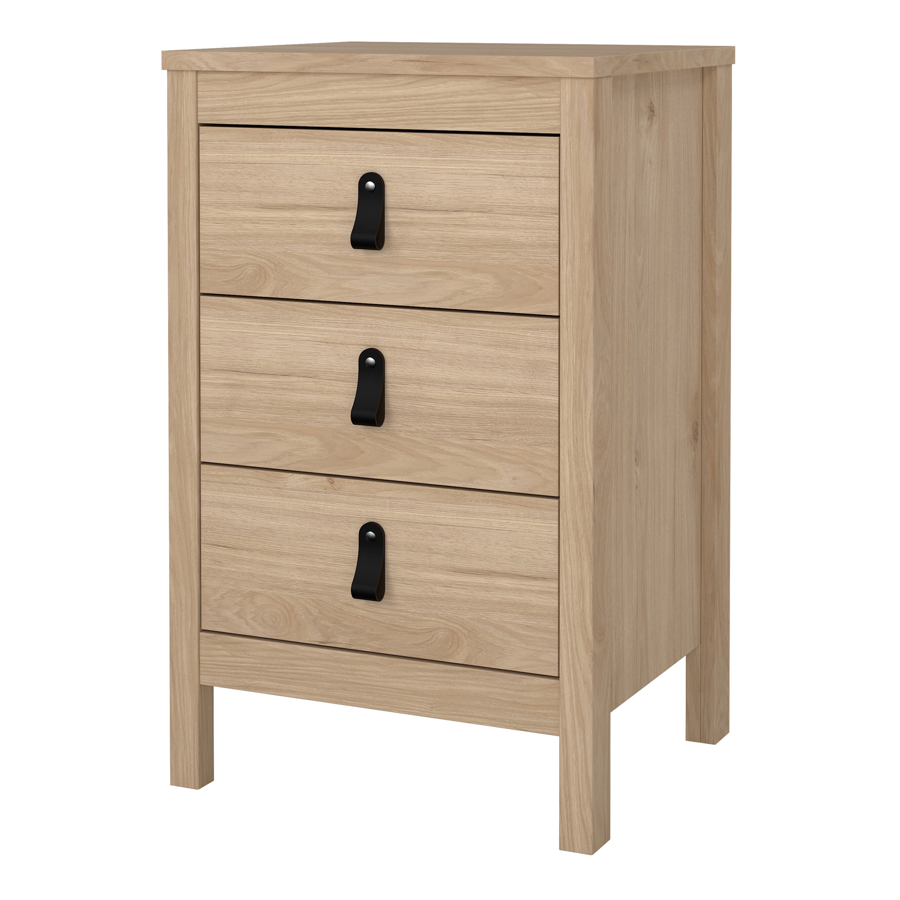 Barcelona Bedside Table 3 Drawers in Jackson Hickory Oak – FTG, view 3