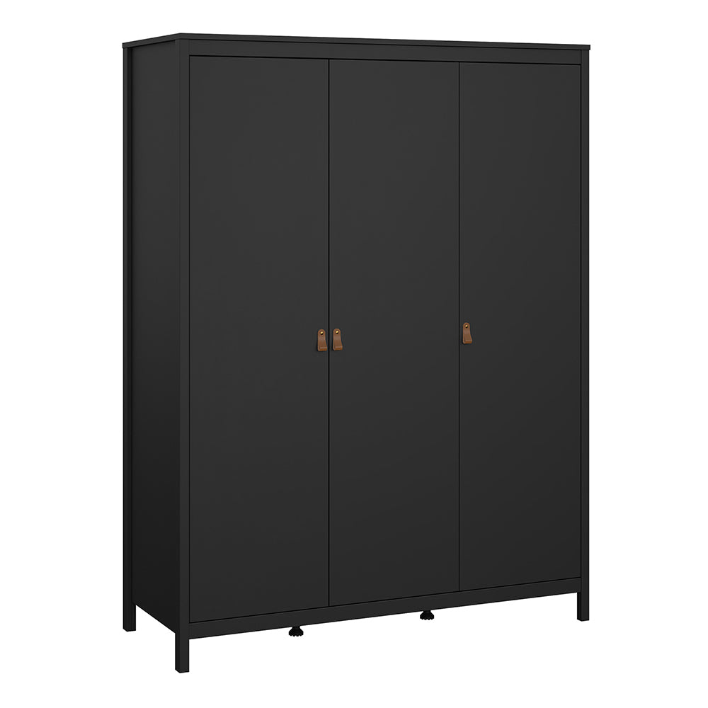 Barcelona Package - Bedside Table 2 Drawers + Chest 5 Drawers + Wardrobe with 3 Doors in Matt Black – FTG, view 10