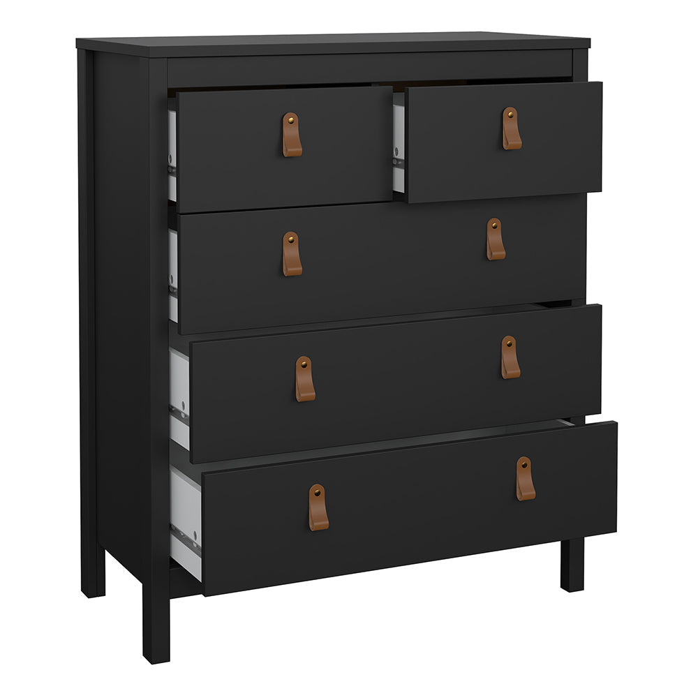 Barcelona Package - Bedside Table 2 Drawers + Chest 5 Drawers + Wardrobe with 3 Doors in Matt Black – FTG, view 7