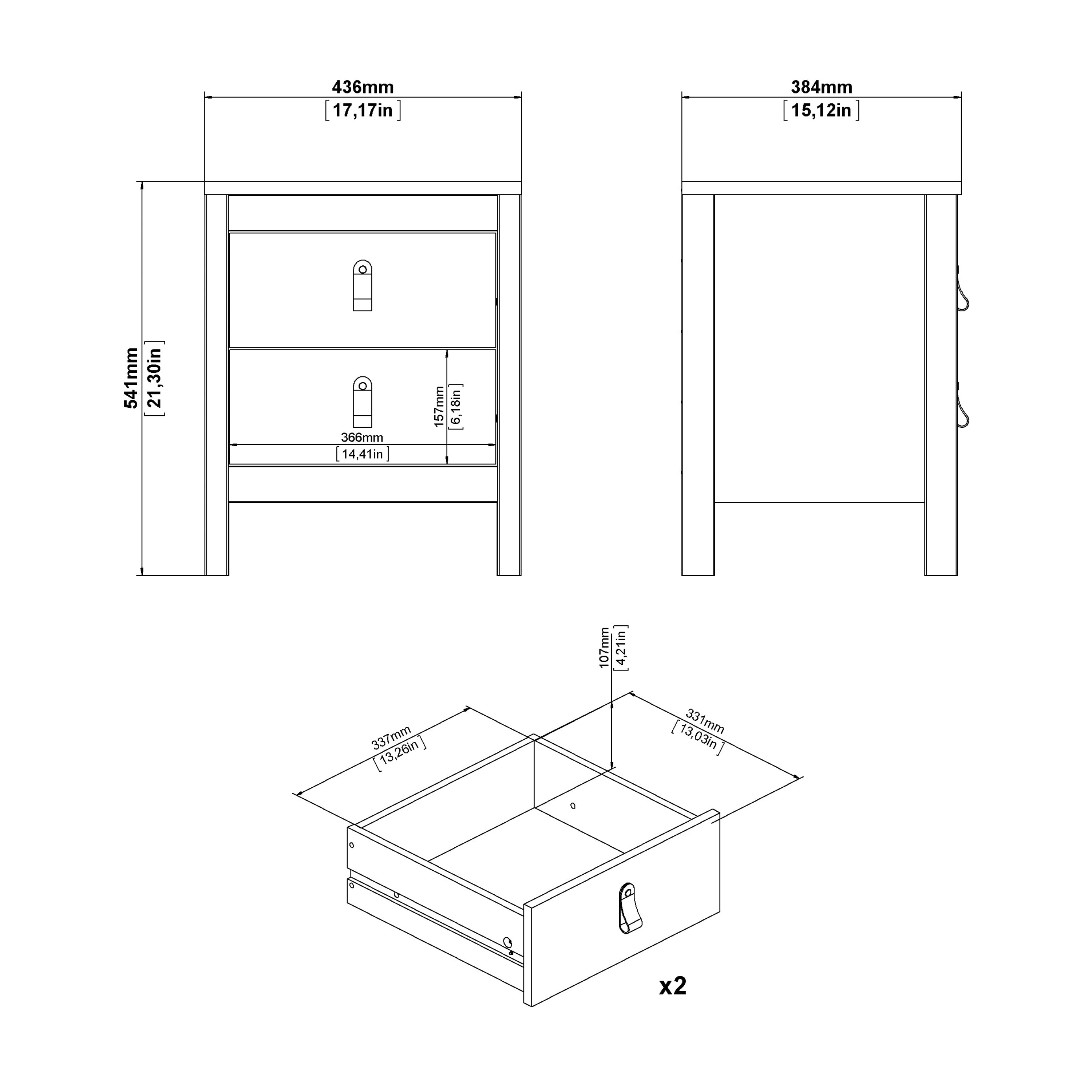 Barcelona Package – Bedside Table 2 Drawers + Chest 5 Drawers + 2 Door Wardrobe in Jackson Hickory Oak