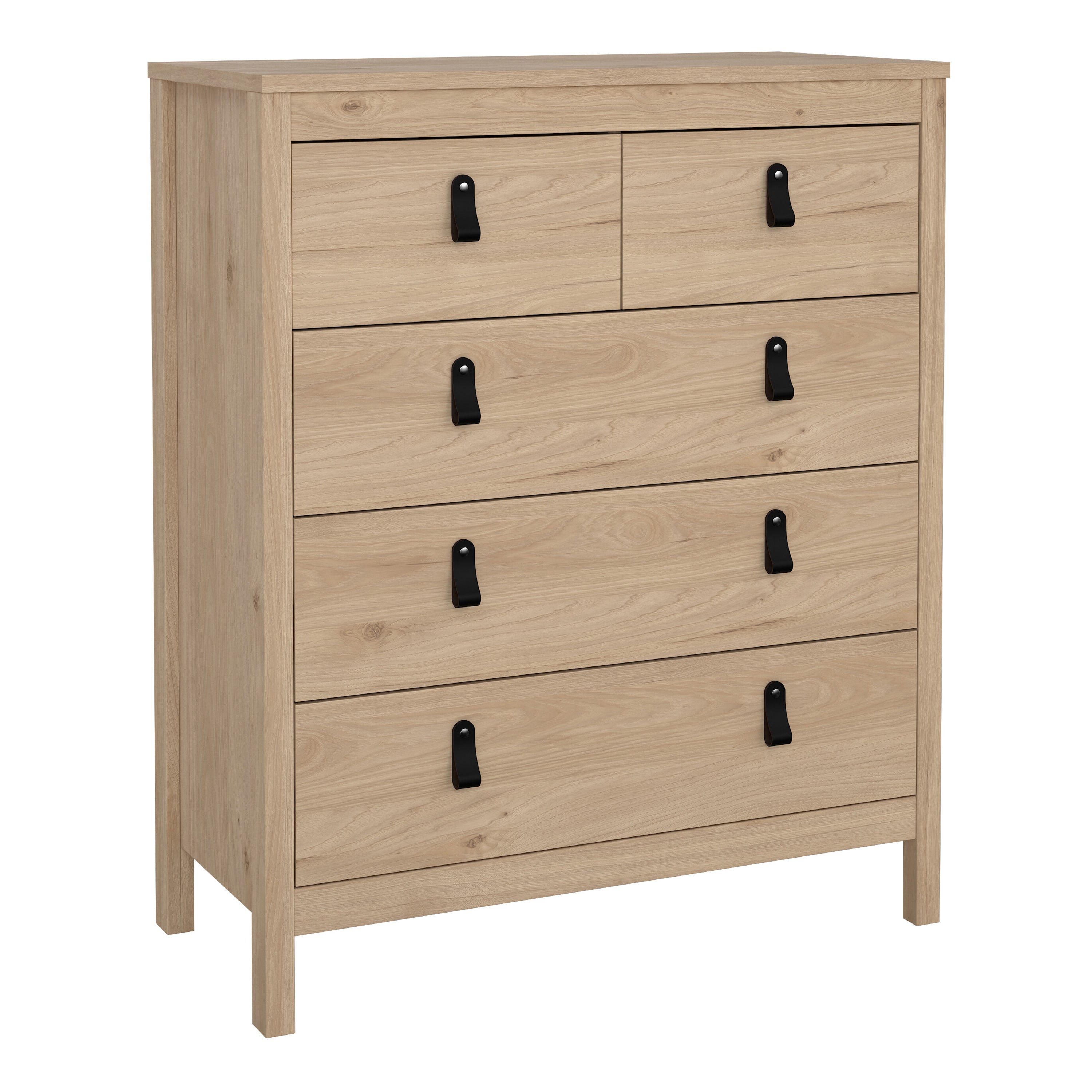Barcelona Package – Bedside Table 2 Drawers + Chest 5 Drawers + 3 Door Wardrobe in Jackson Hickory Oak