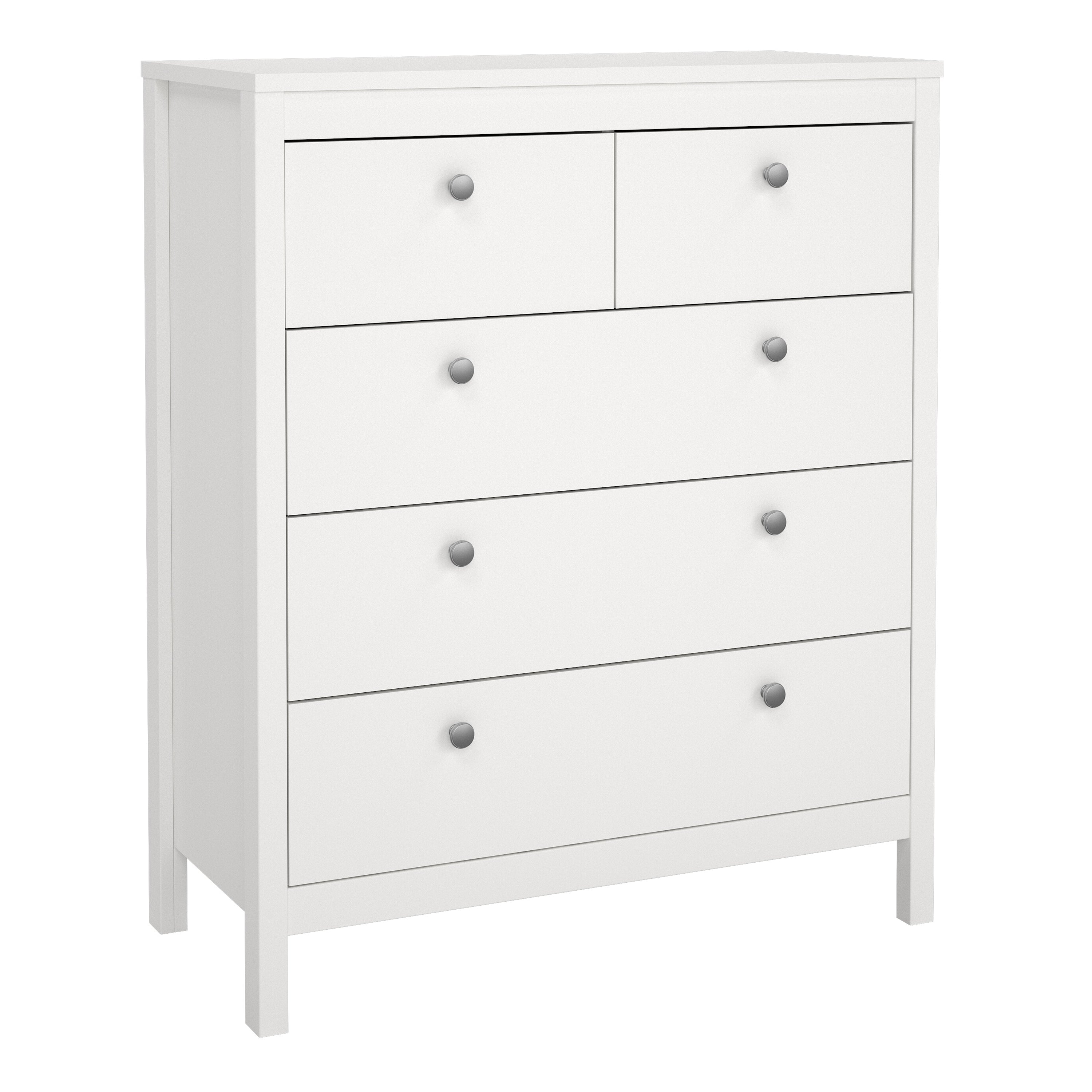 Madrid Package - Bedside Table 2 Drawers + Chest 5 Drawers + Wardrobe with 3 Doors in White – FTG, view 6