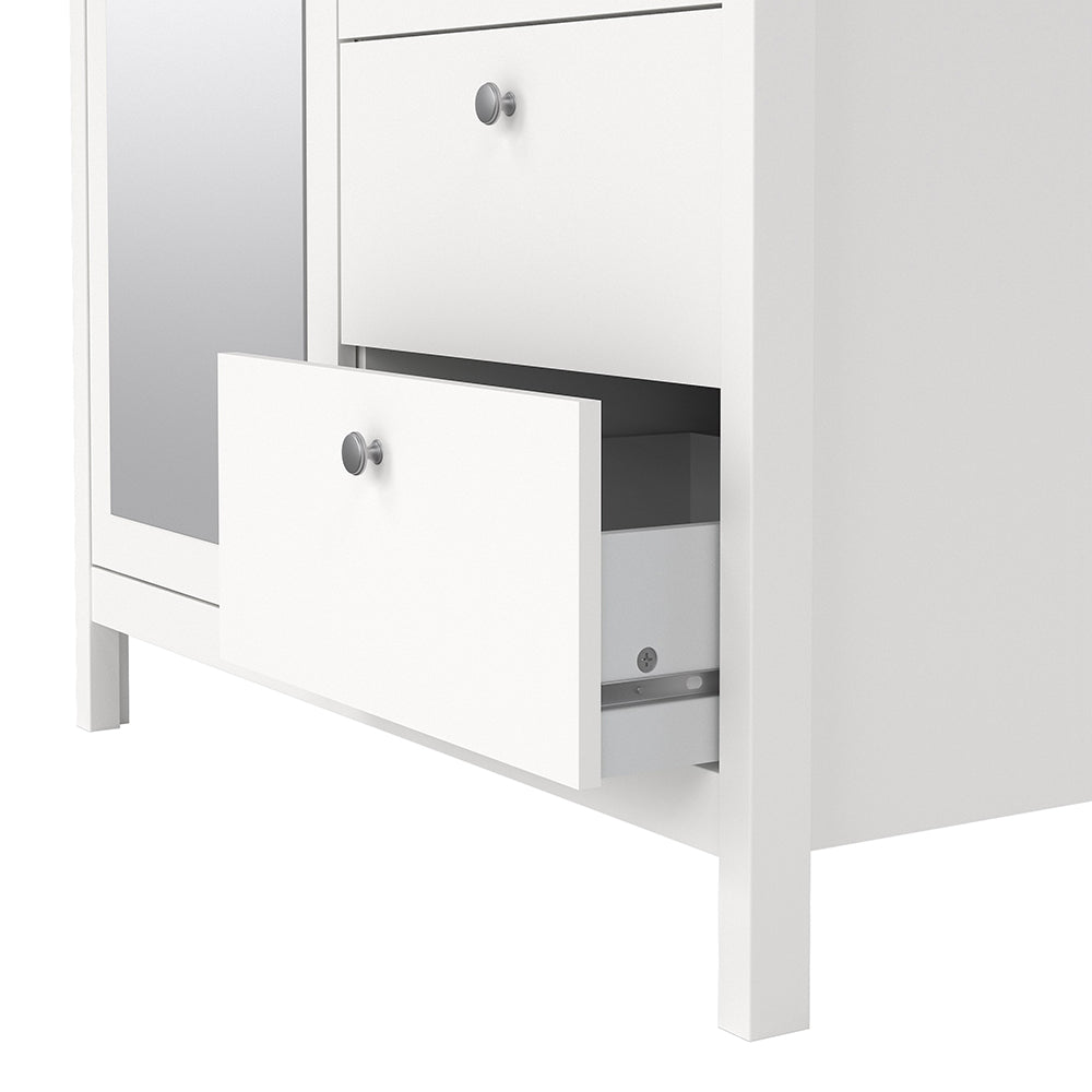 Madrid Wardrobe with 1 Door 1 Mirror Door 2 Drawers White – FTG, view 9