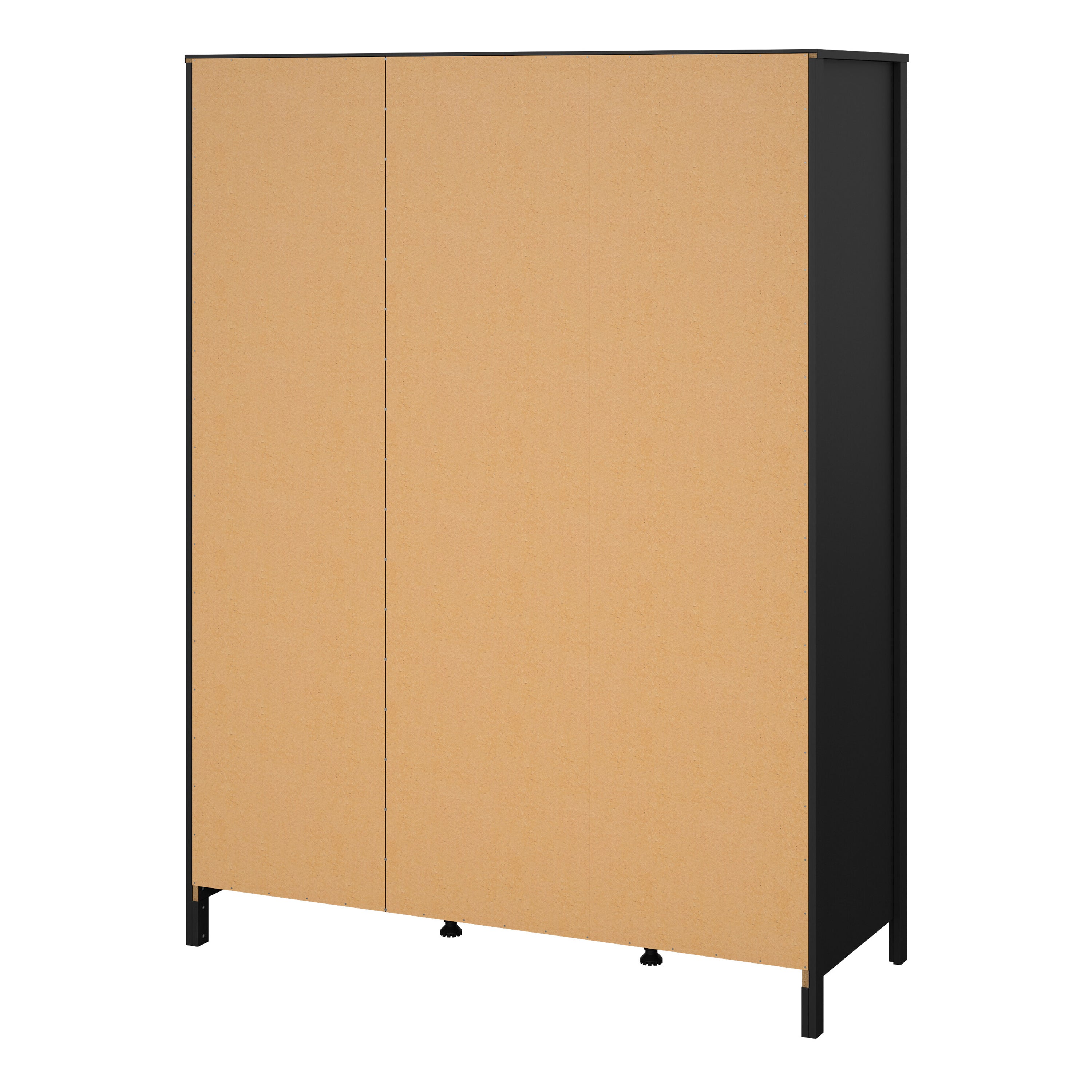 Madrid Wardrobe with 2 Doors 1 Mirror Door 2 Drawers Matt Black – FTG, view 4
