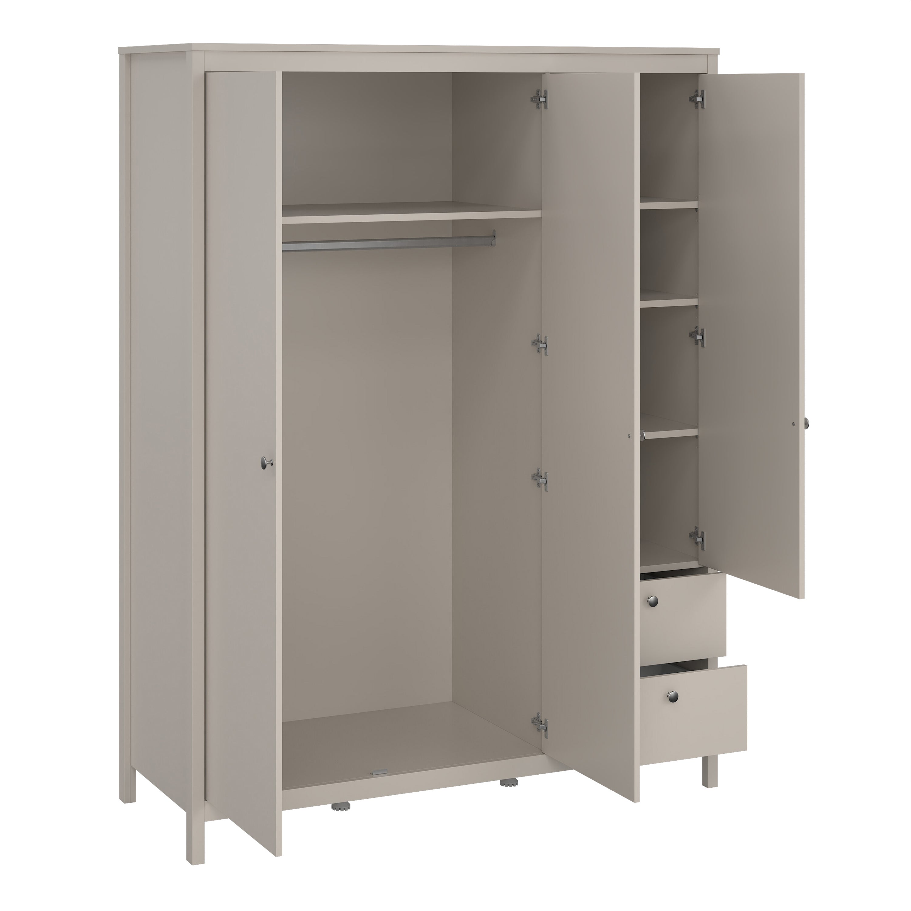 Madrid Wardrobe with 2 Doors + 1 Mirror Door + 2 Drawers in Cashmere – FTG, view 5
