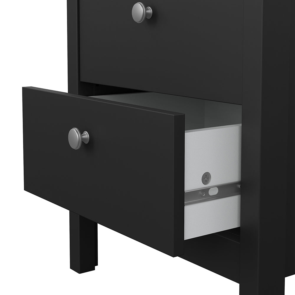 Madrid Bedside Table 2 Drawers in Matt Black – FTG, view 10