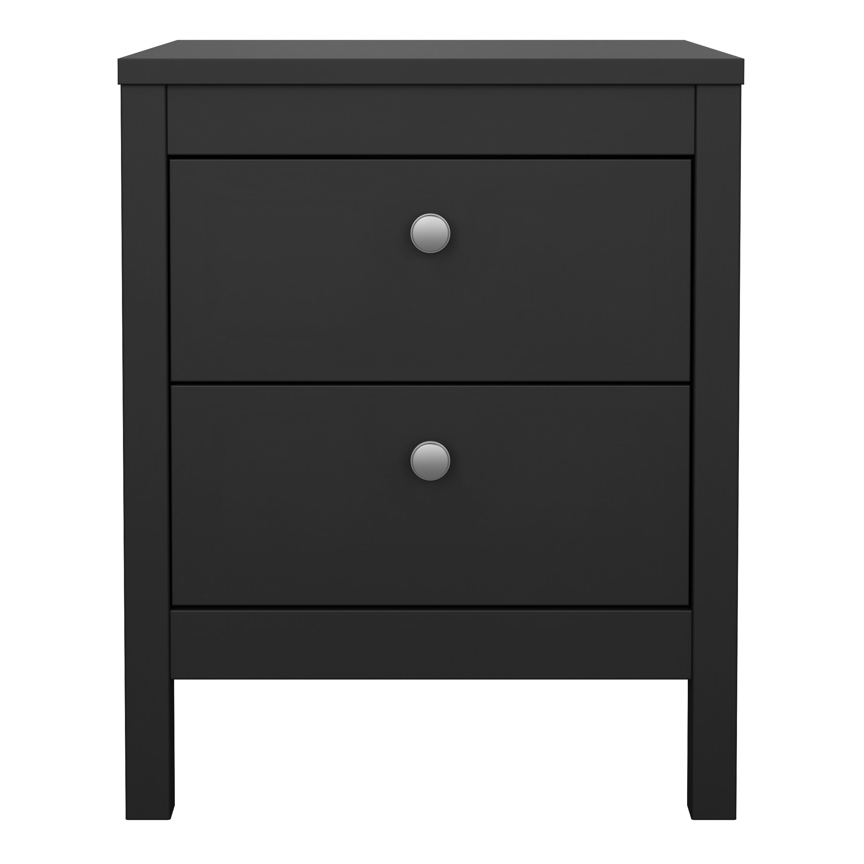 Madrid Bedside Table 2 Drawers in Matt Black – FTG, view 2