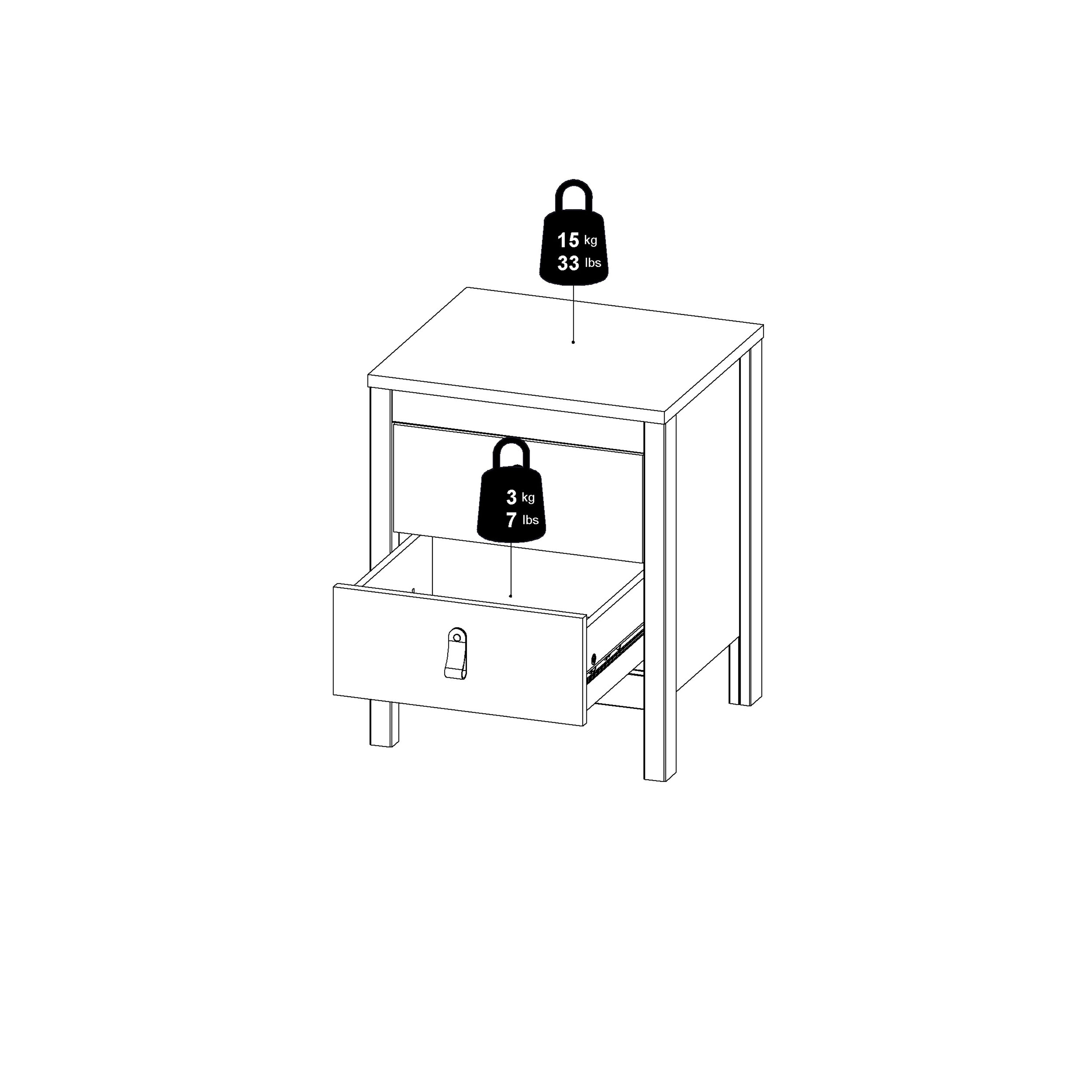 Madrid Bedside Table 2 Drawers in Jackson Hickory Oak – FTG, view 12