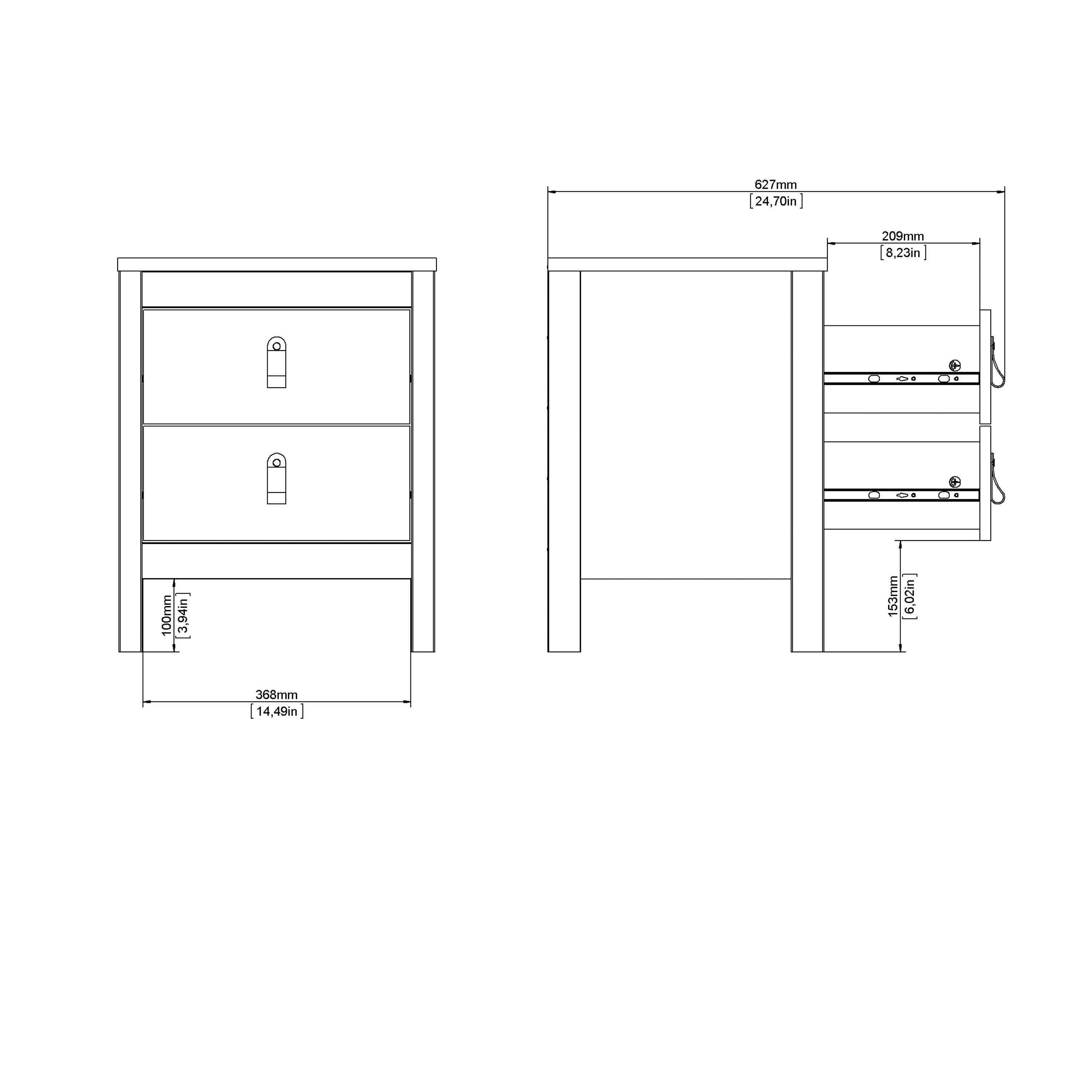 Madrid Bedside Table 2 Drawers in Cashmere – FTG, view 11