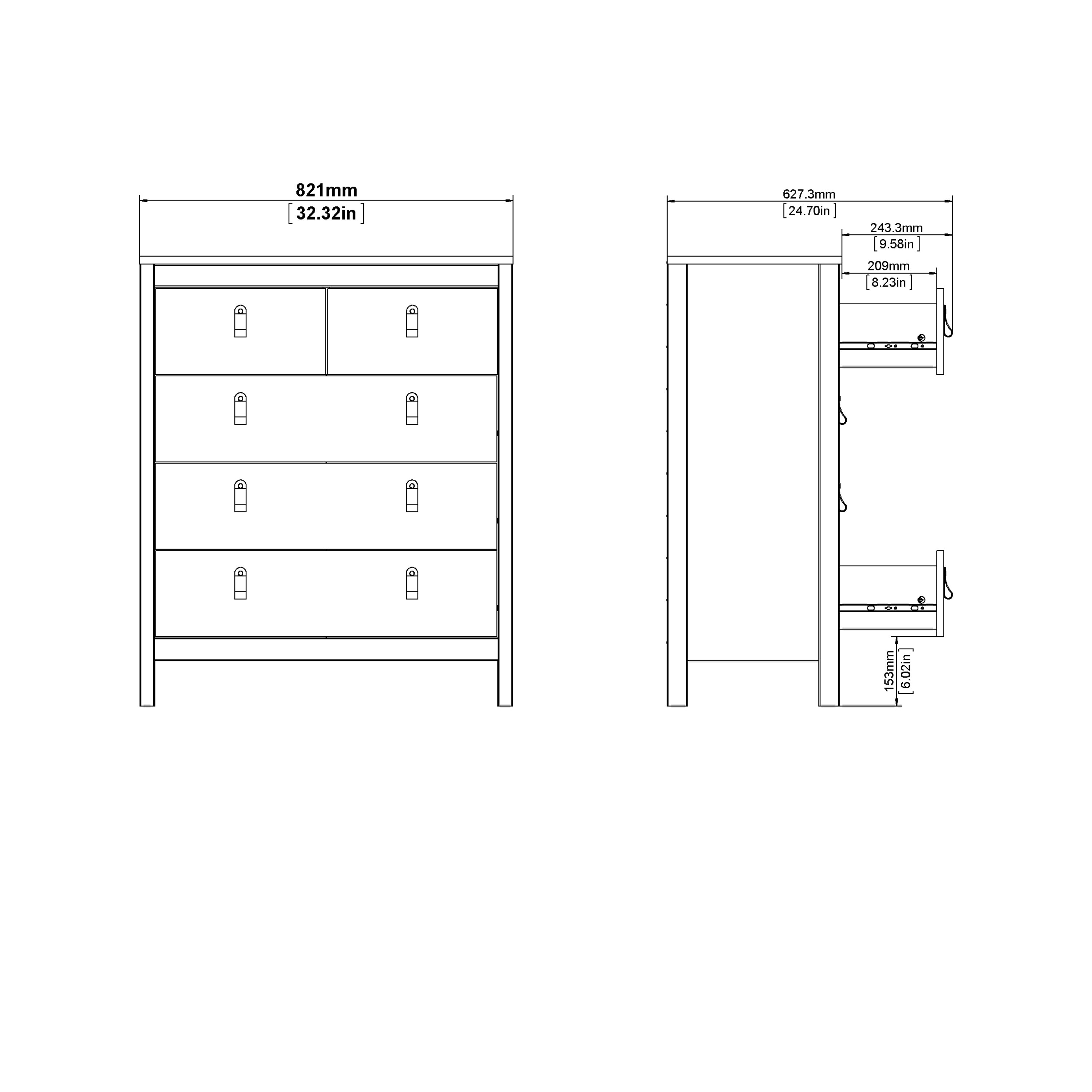 Madrid Chest 3+2 Drawers in White – FTG, view 12