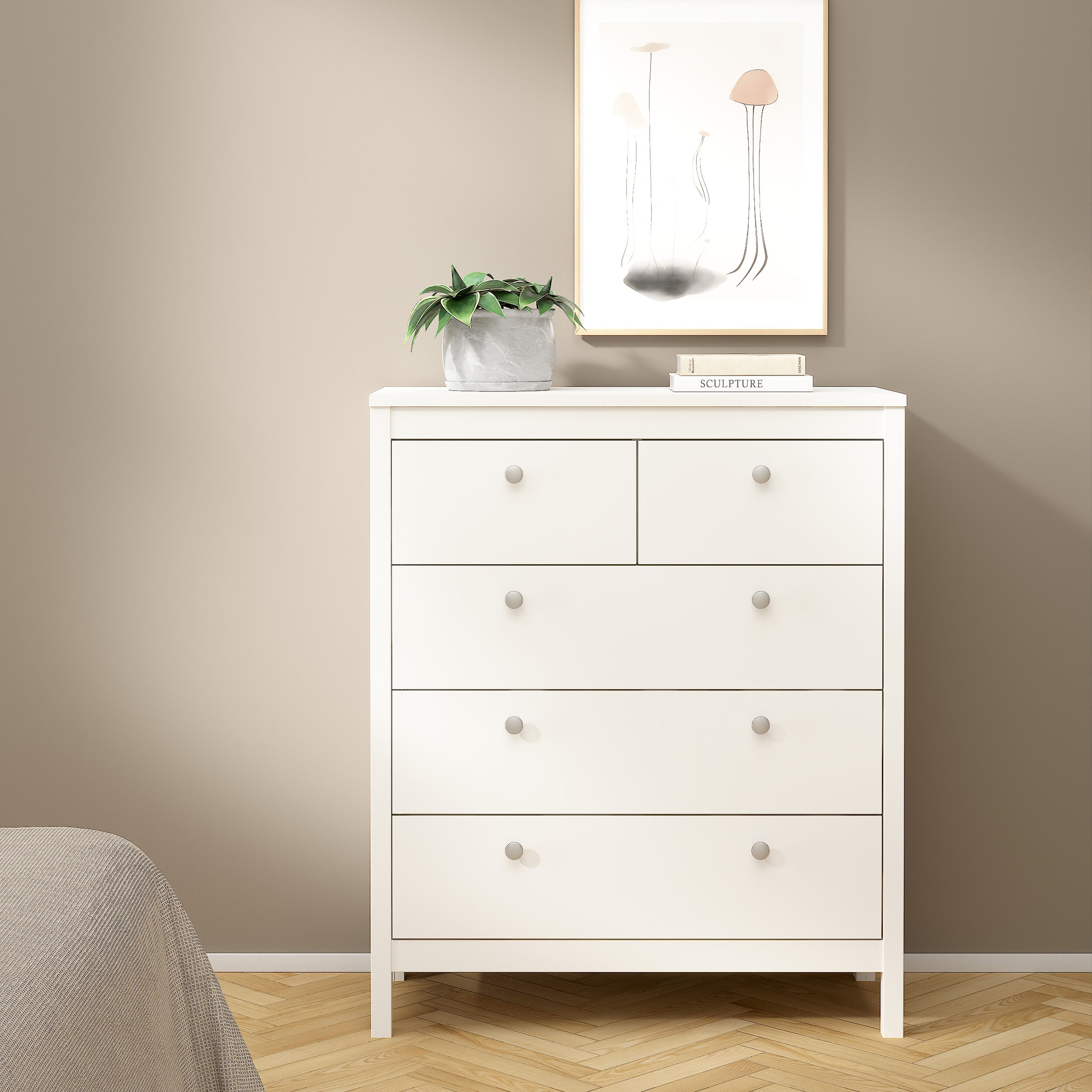 Madrid Chest 3+2 Drawers in White – FTG, view 8
