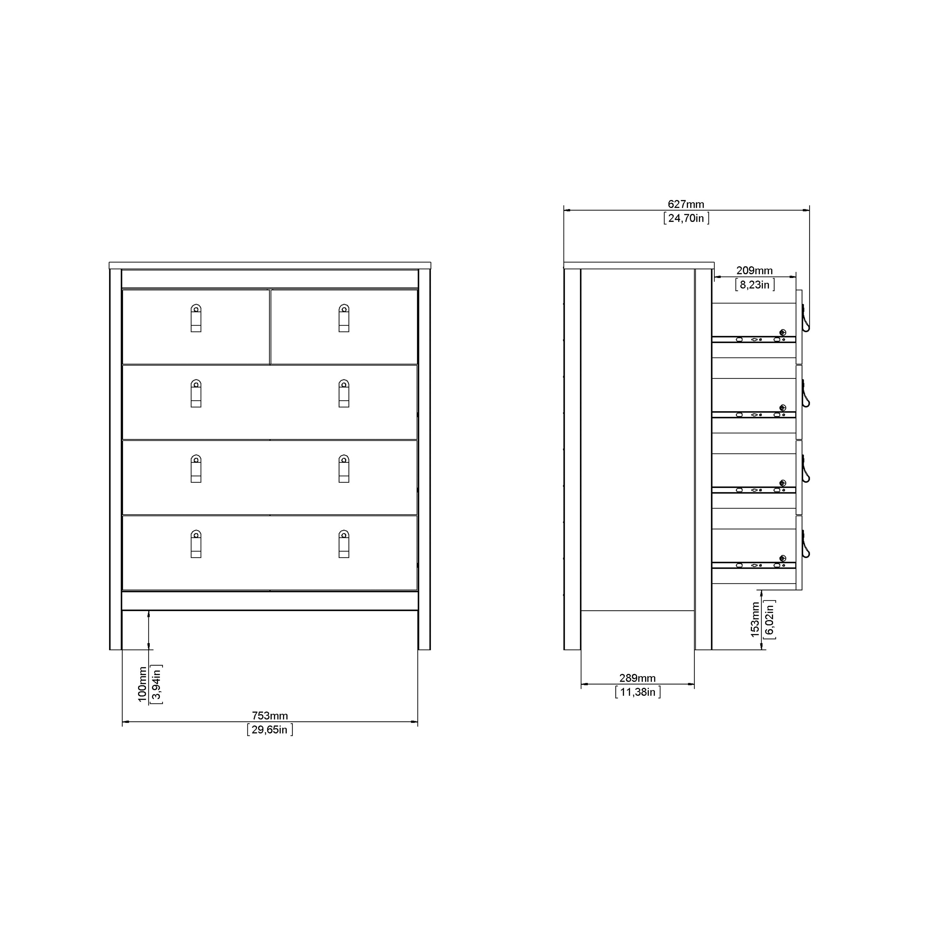 Madrid Chest 3+2 Drawers in Matt Black – FTG, view 13