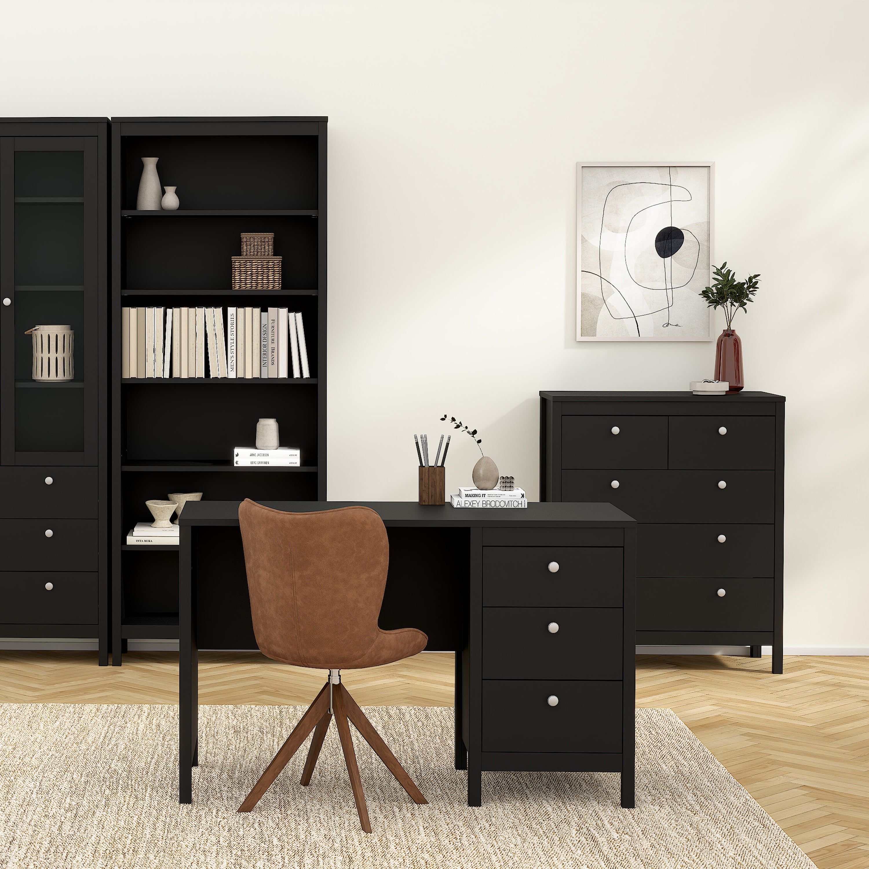 Madrid Chest 3+2 Drawers in Matt Black – FTG, view 7