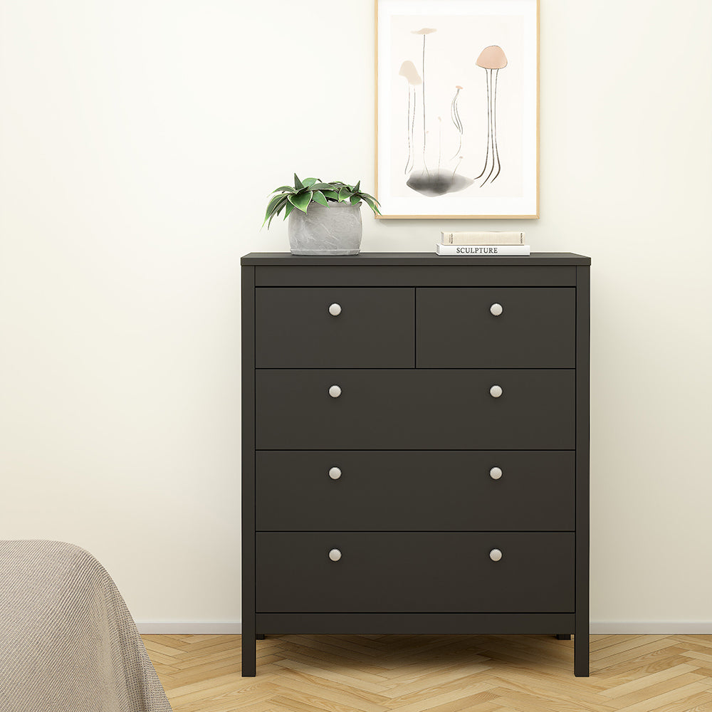 Madrid Chest 3+2 Drawers in Matt Black – FTG, view 9
