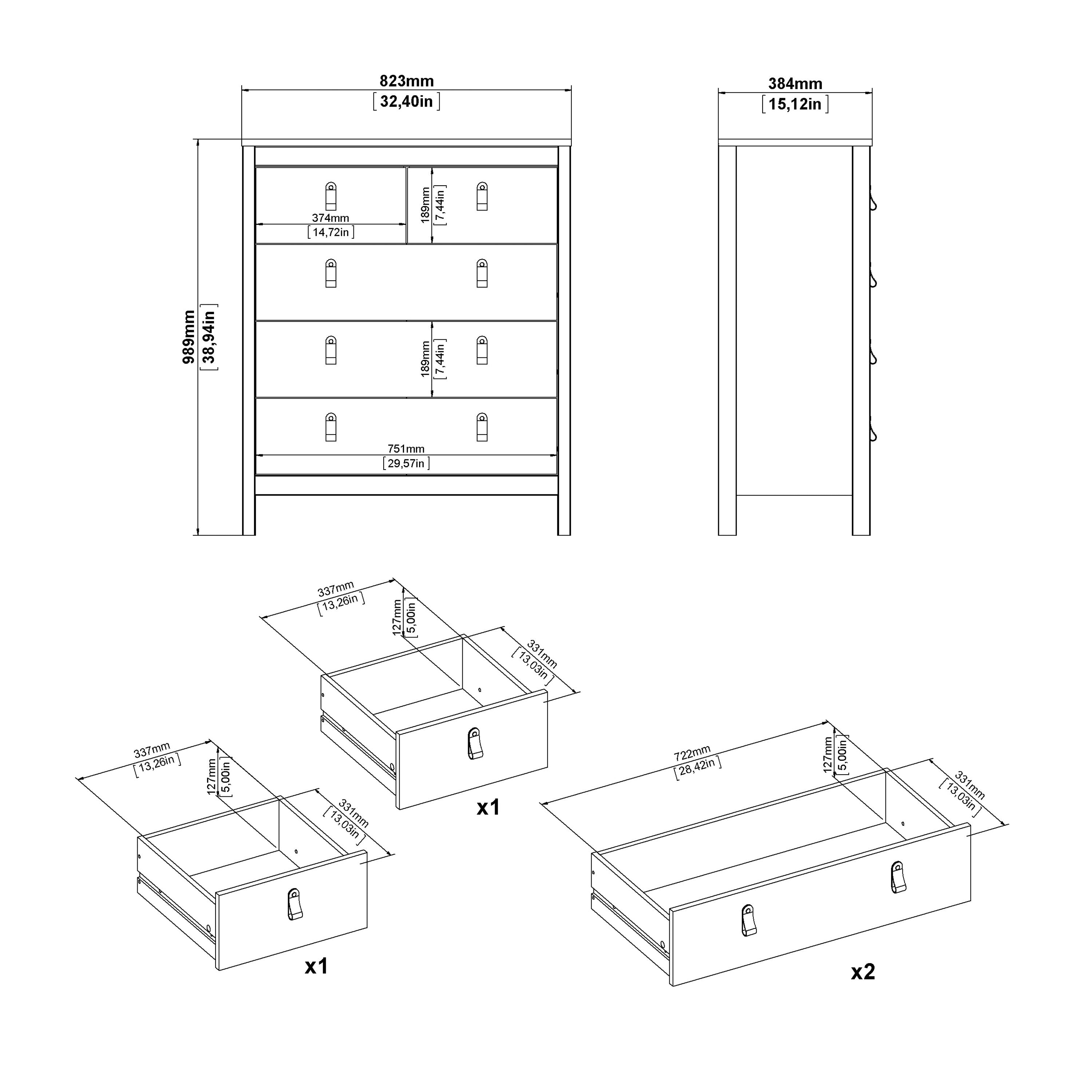 Madrid Chest 3+2 Drawers in Cashmere – FTG, view 11
