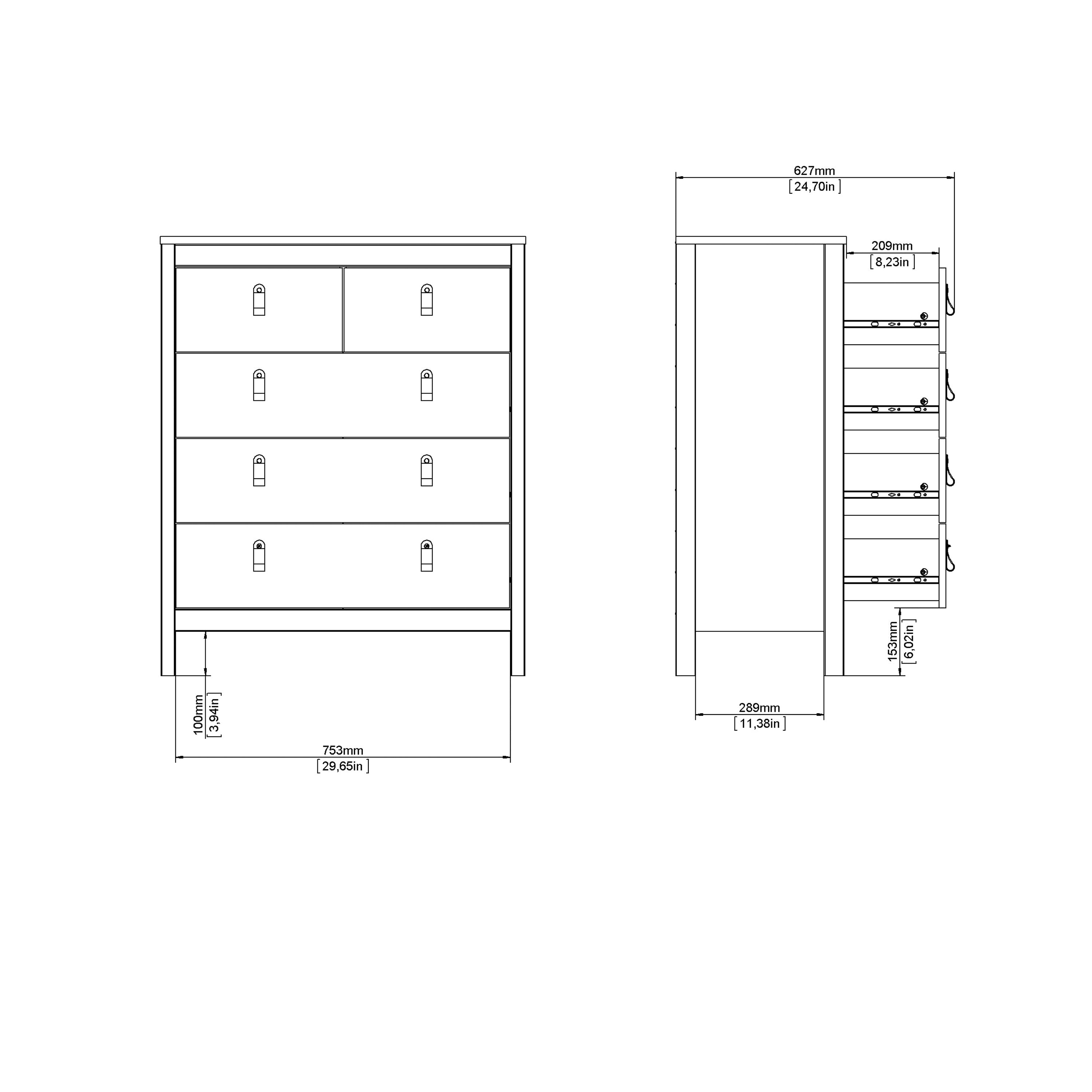 Madrid Chest 3+2 Drawers in Cashmere – FTG, view 12