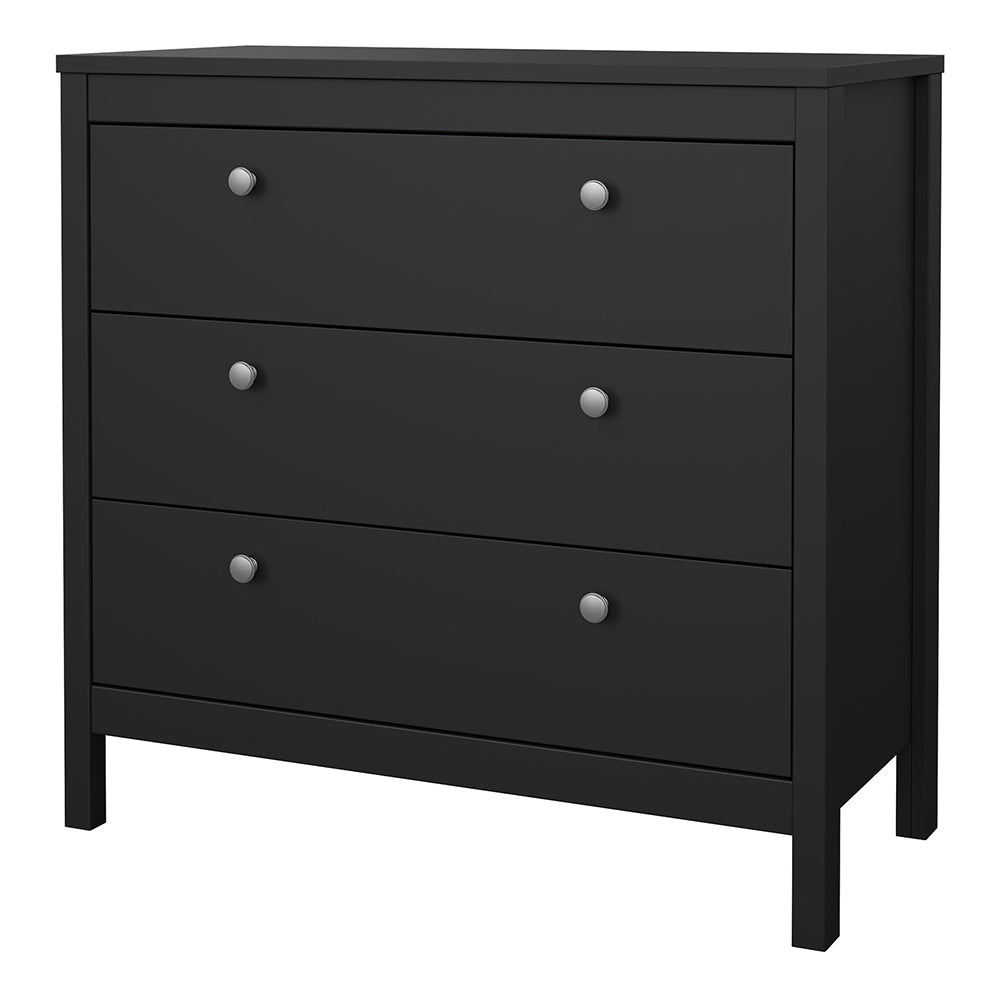 Madrid Chest 3 Drawers in Matt Black – FTG, view 3