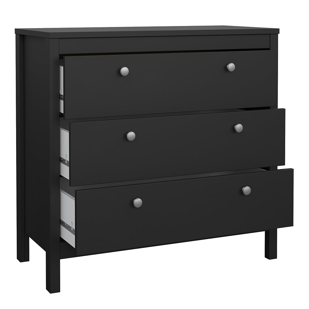 Madrid Chest 3 Drawers in Matt Black – FTG, view 5