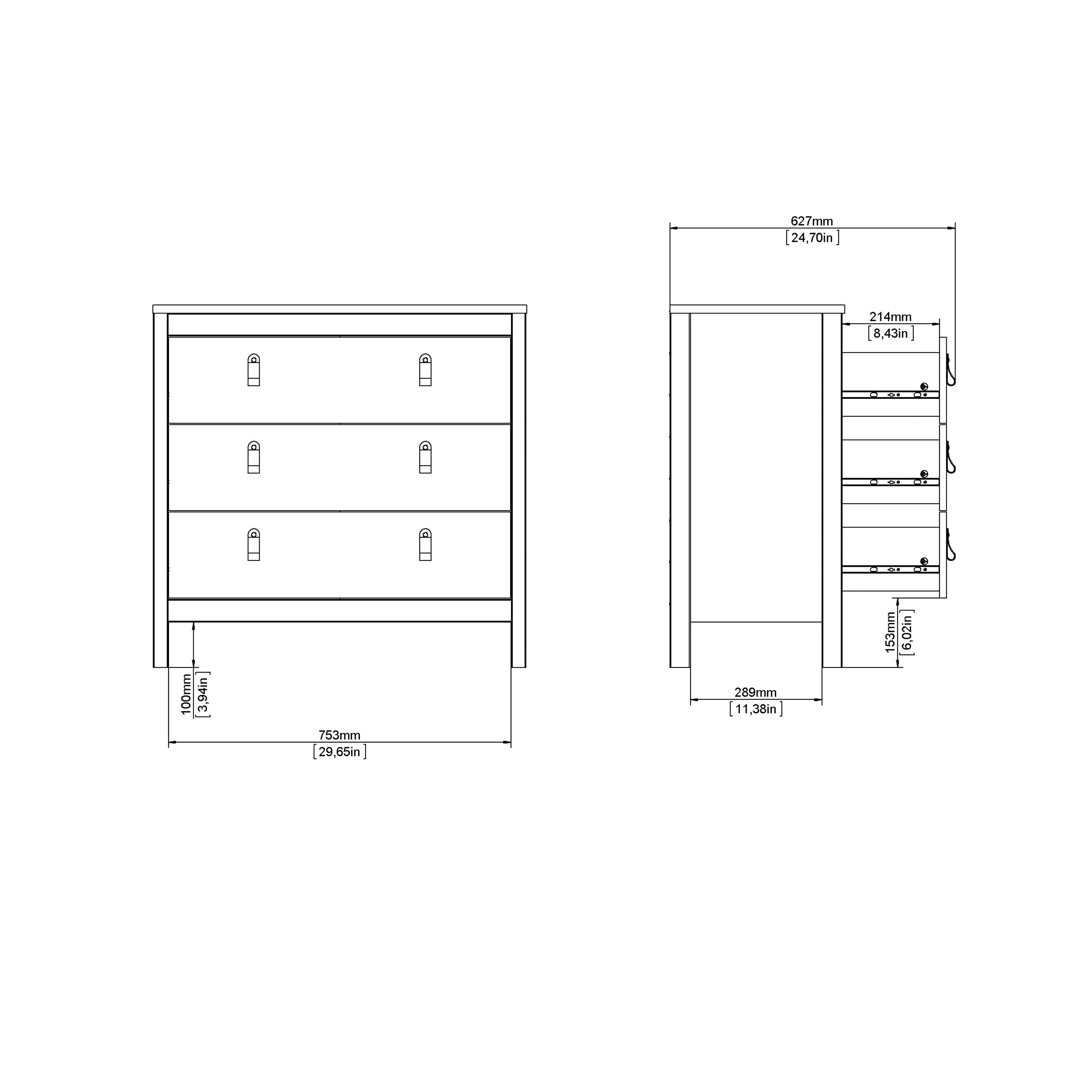 Madrid Chest 3 Drawers in Jackson Hickory Oak – FTG, view 10
