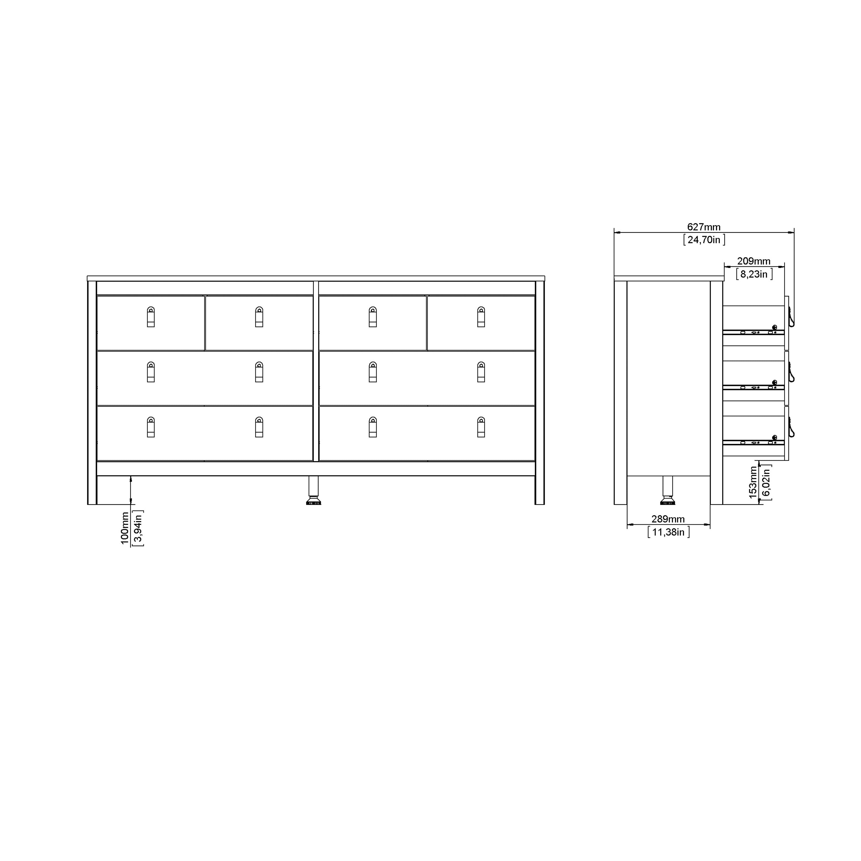 Madrid Double Dresser 4+4 Drawers in White – FTG, view 11