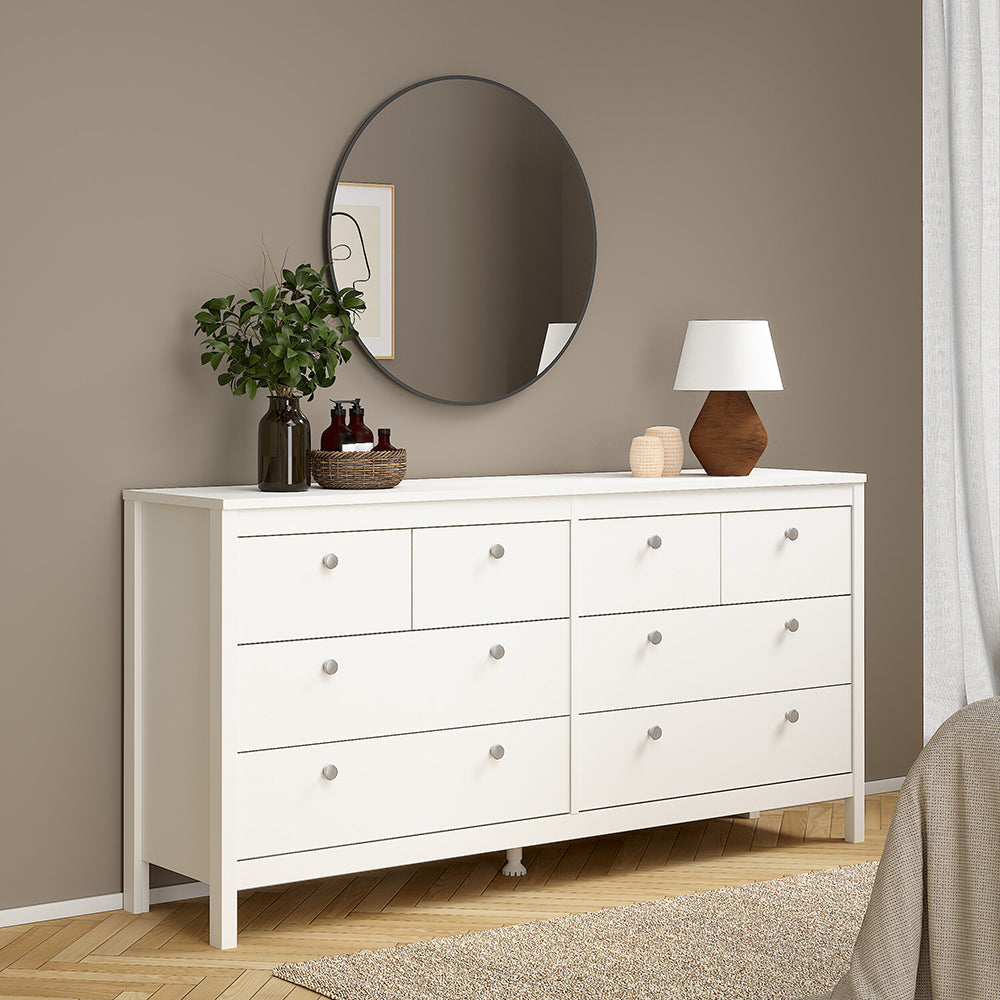 Madrid Double Dresser 4+4 Drawers in White – FTG, view 7