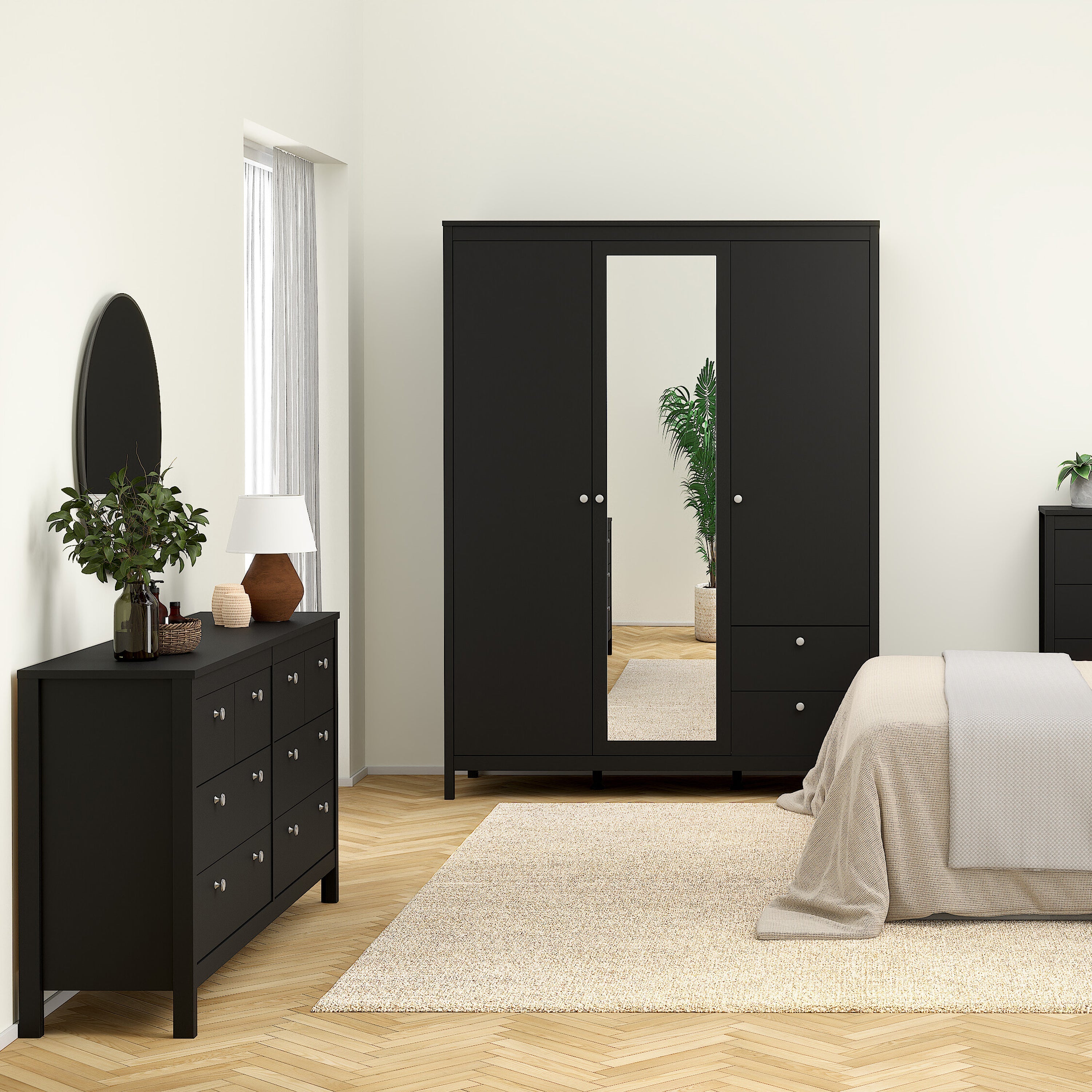 Madrid Double Dresser 4+4 Drawers in Matt Black – FTG, view 6