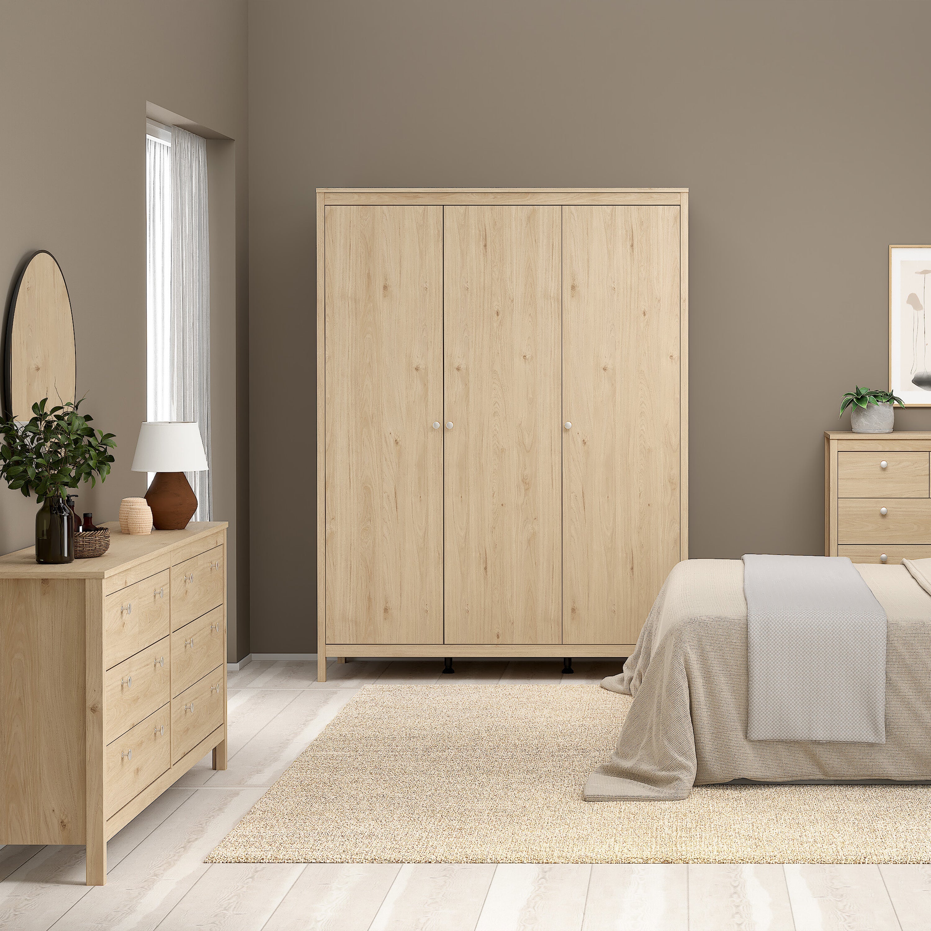 Madrid Double Dresser 4+4 Drawers in Jackson Hickory Oak – FTG, view 6