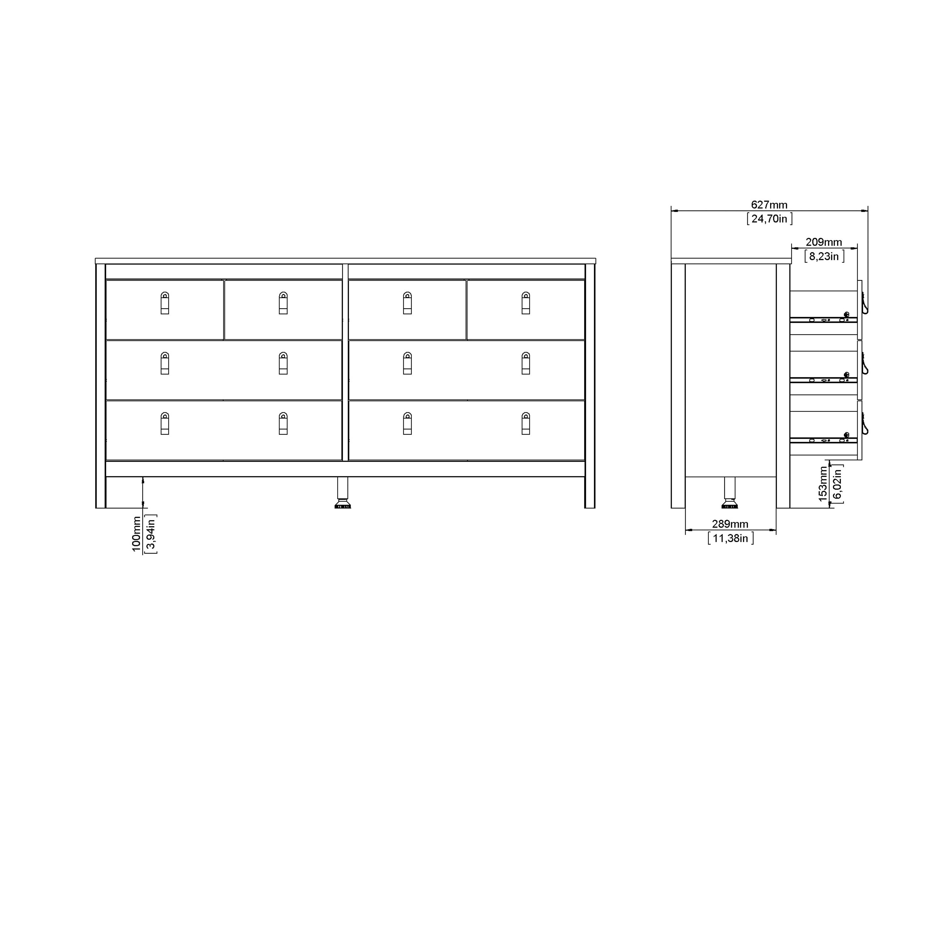 Madrid Double Dresser 4+4 Drawers in Cashmere – FTG, view 11