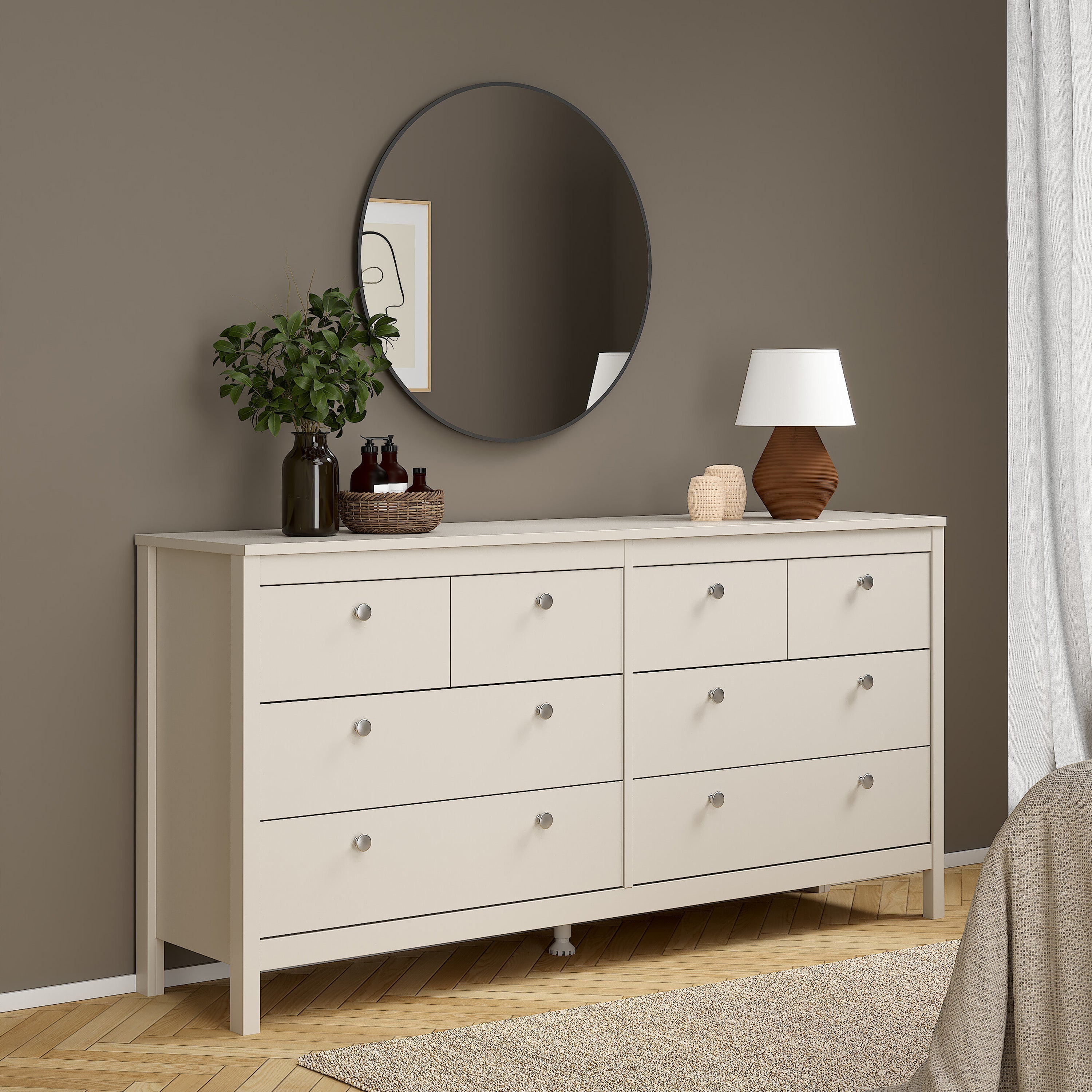 Madrid Double Dresser 4+4 Drawers in Cashmere – FTG, view 7
