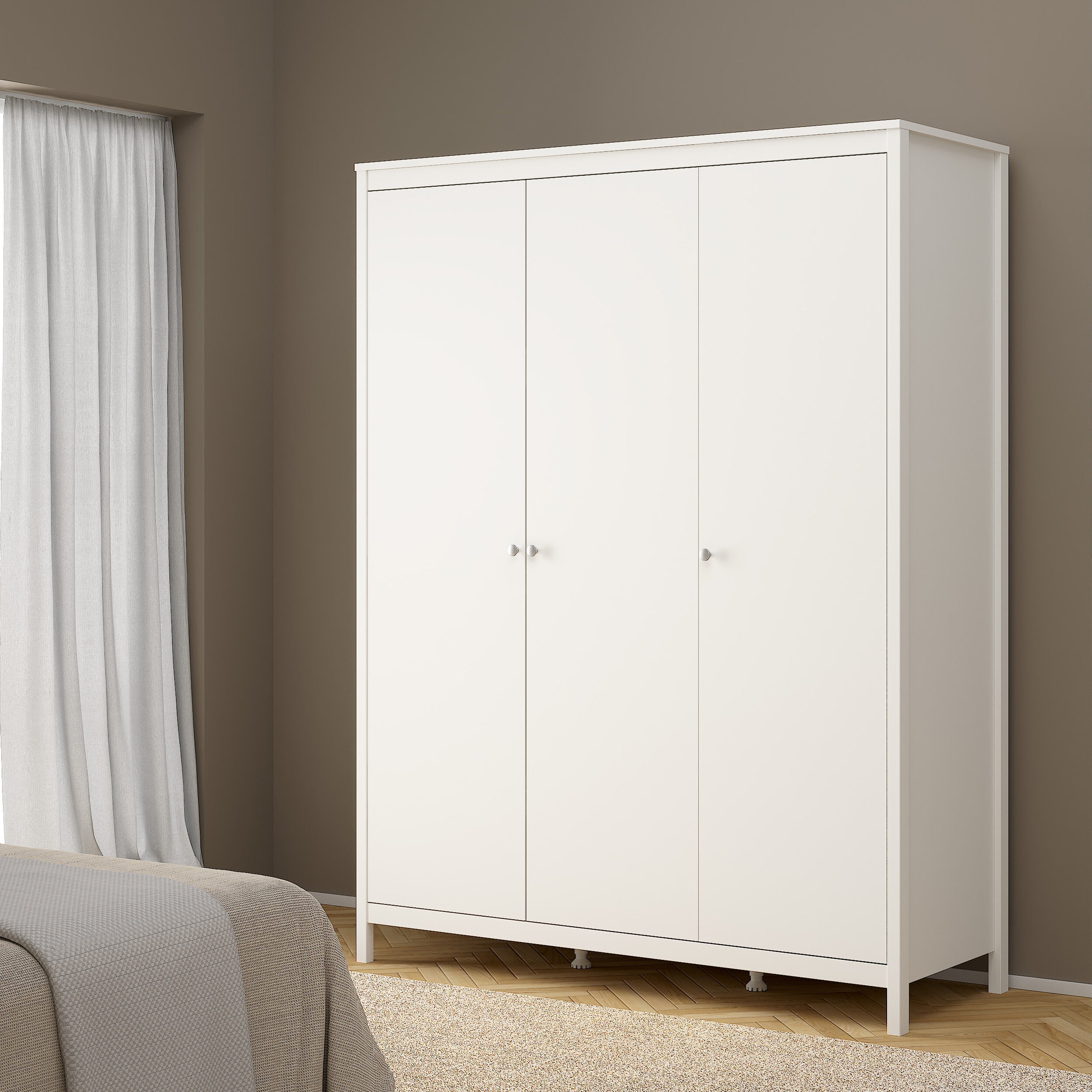 Madrid Wardrobe with 3 Doors in White – FTG, view 6