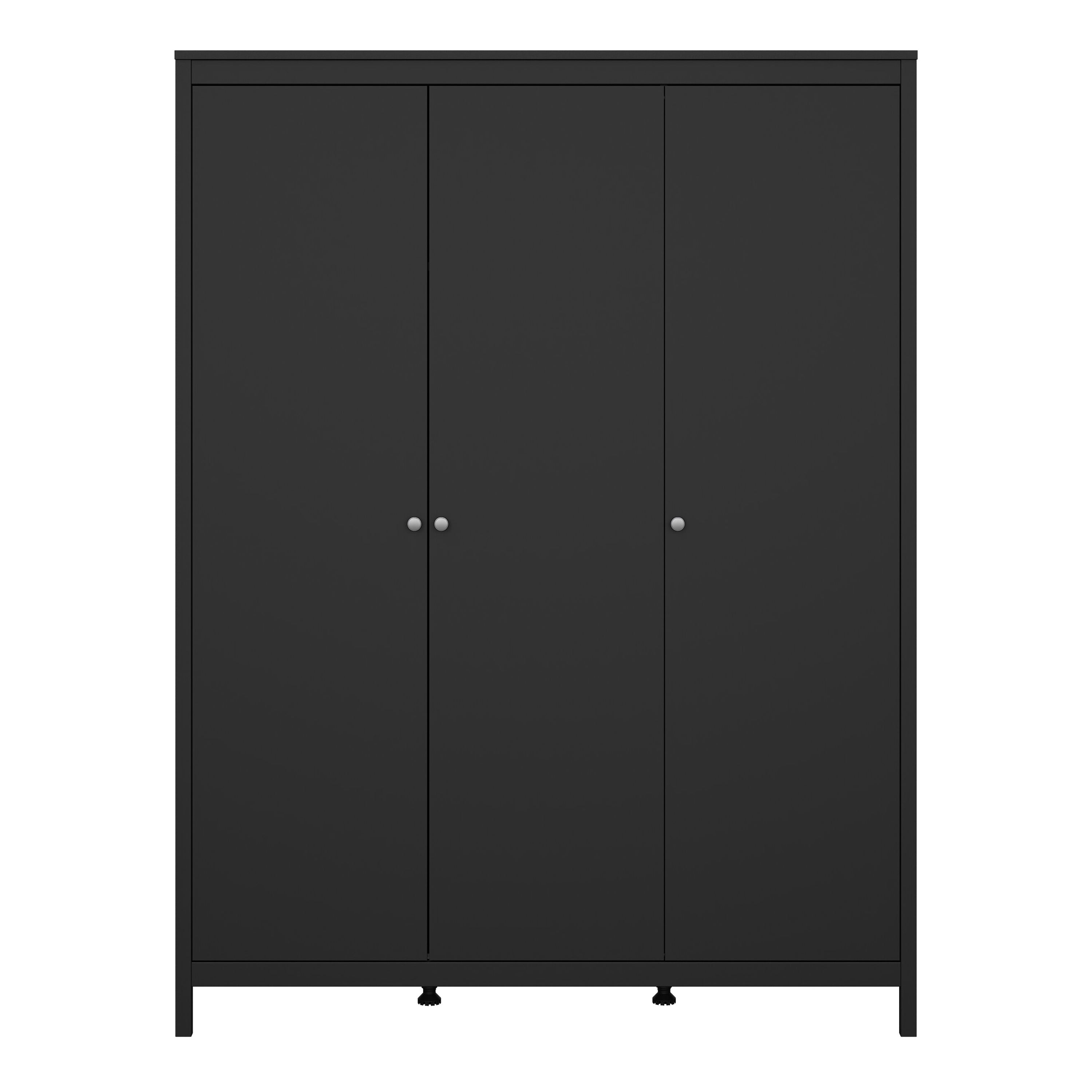 Madrid Wardrobe with 3 Doors in Matt Black – FTG, view 2