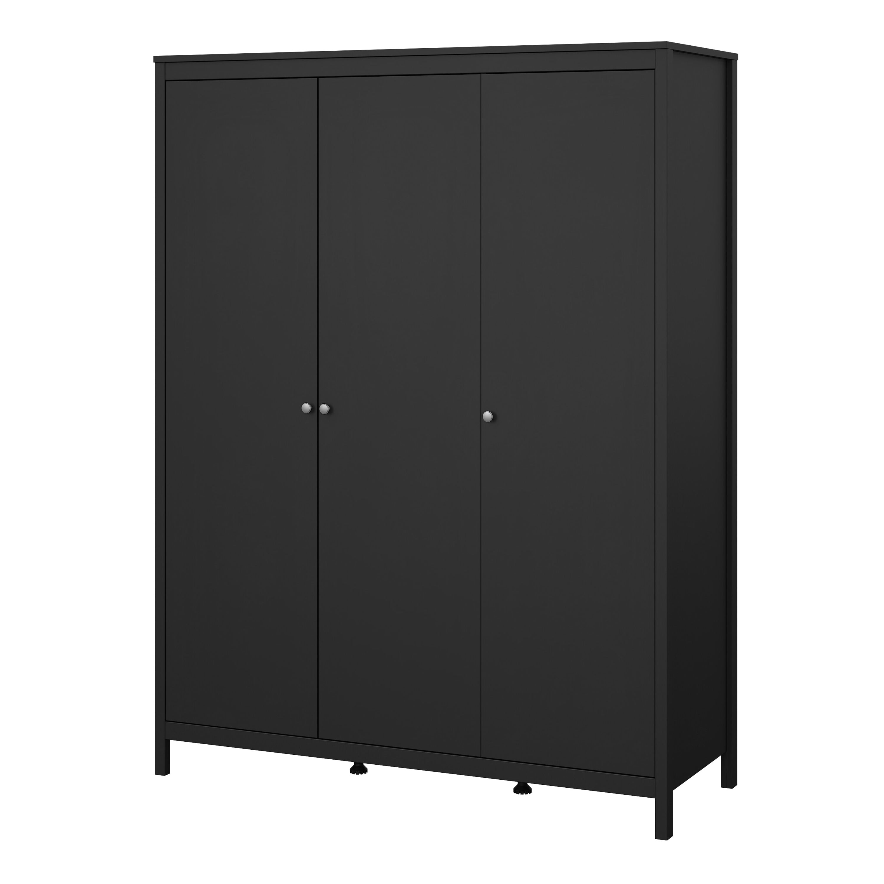 Madrid Wardrobe with 3 Doors in Matt Black – FTG, view 3