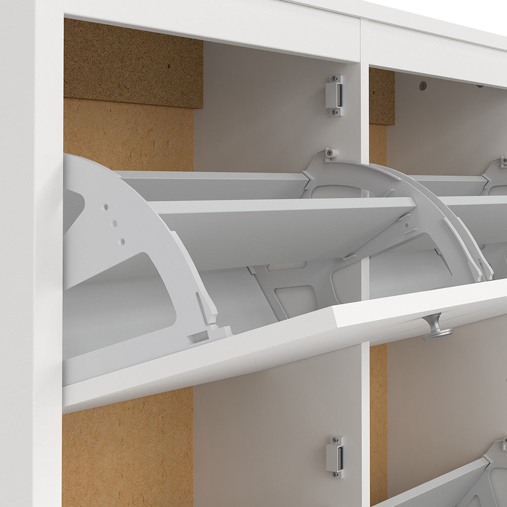 Madrid Shoe Cabinet 4 Flip Down Doors in White – FTG, view 10