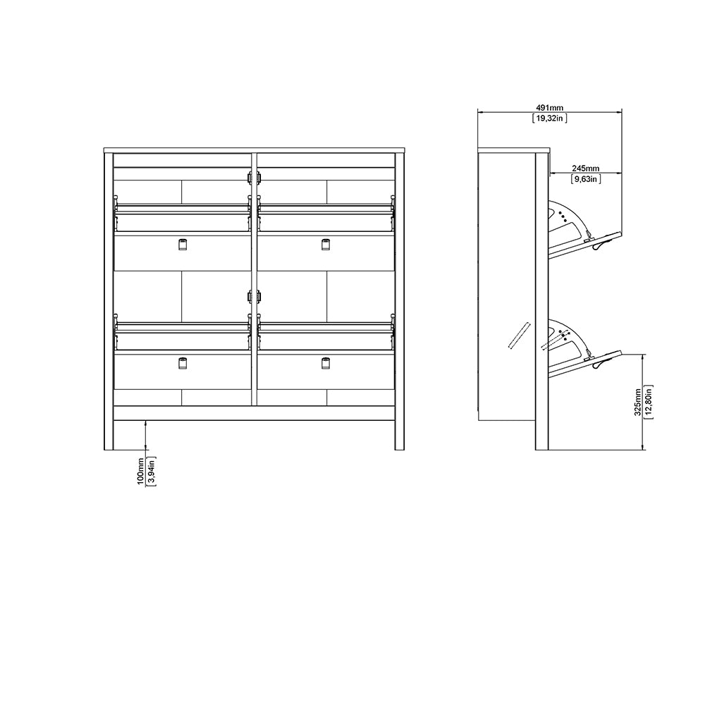 Madrid Shoe Cabinet 4 Flip Down Doors in White – FTG, view 13