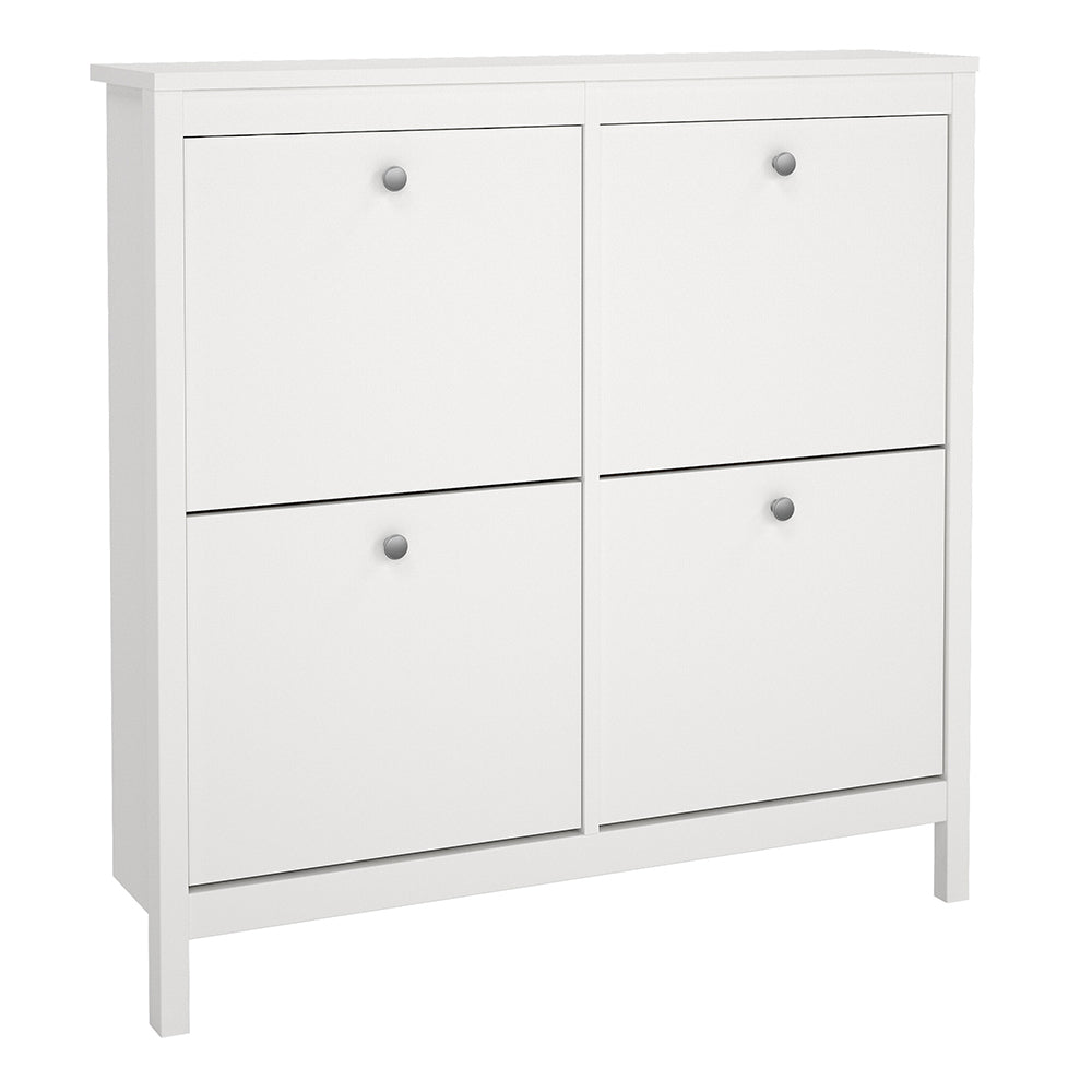 Madrid Shoe Cabinet 4 Flip Down Doors in White – FTG