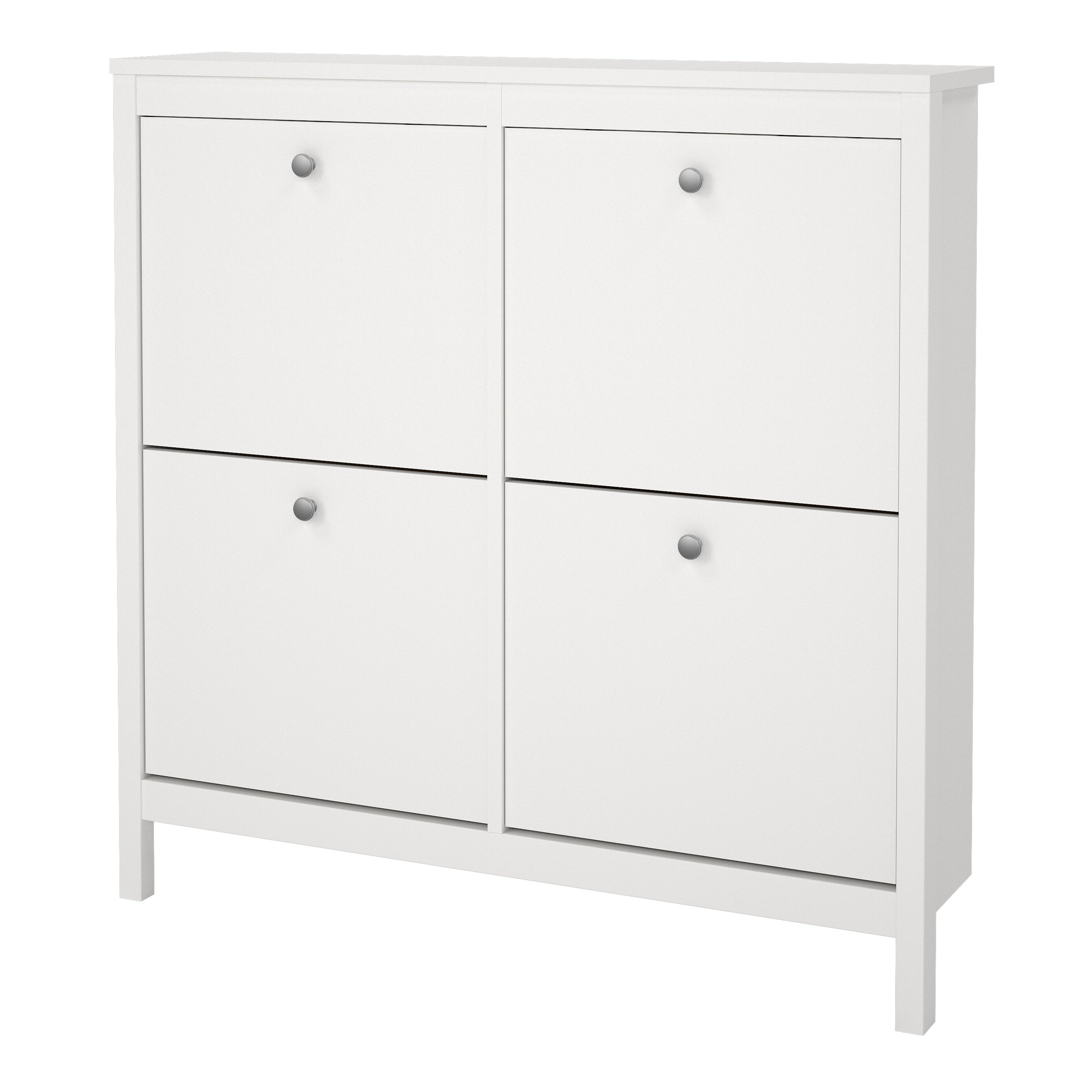 Madrid Shoe Cabinet 4 Flip Down Doors in White – FTG, view 3
