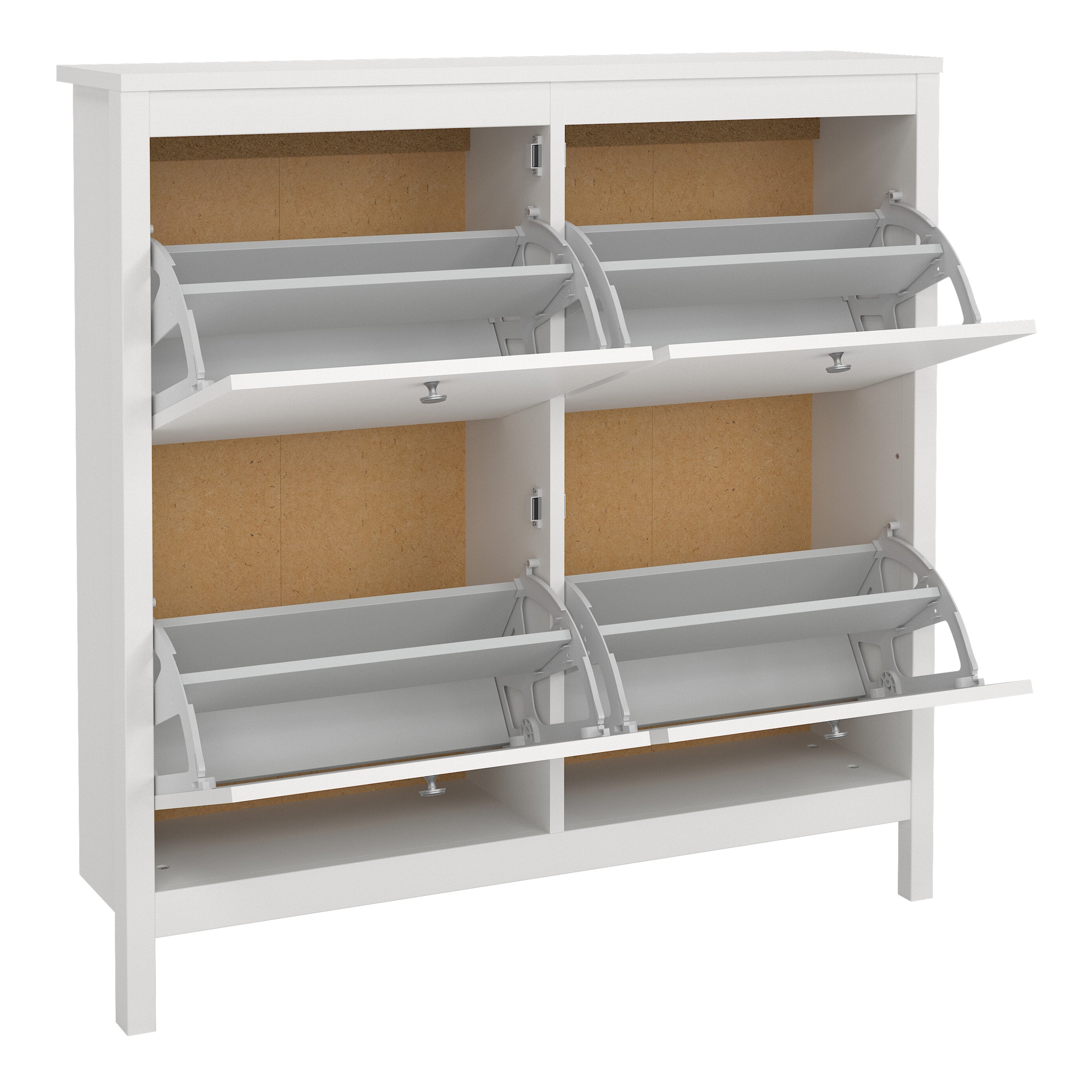 Madrid Shoe Cabinet 4 Flip Down Doors in White – FTG, view 5