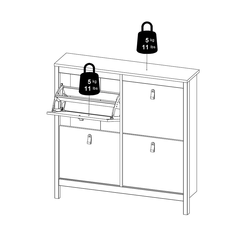 Madrid Shoe Cabinet 4 Flip Down Doors in Matt Black – FTG, view 14