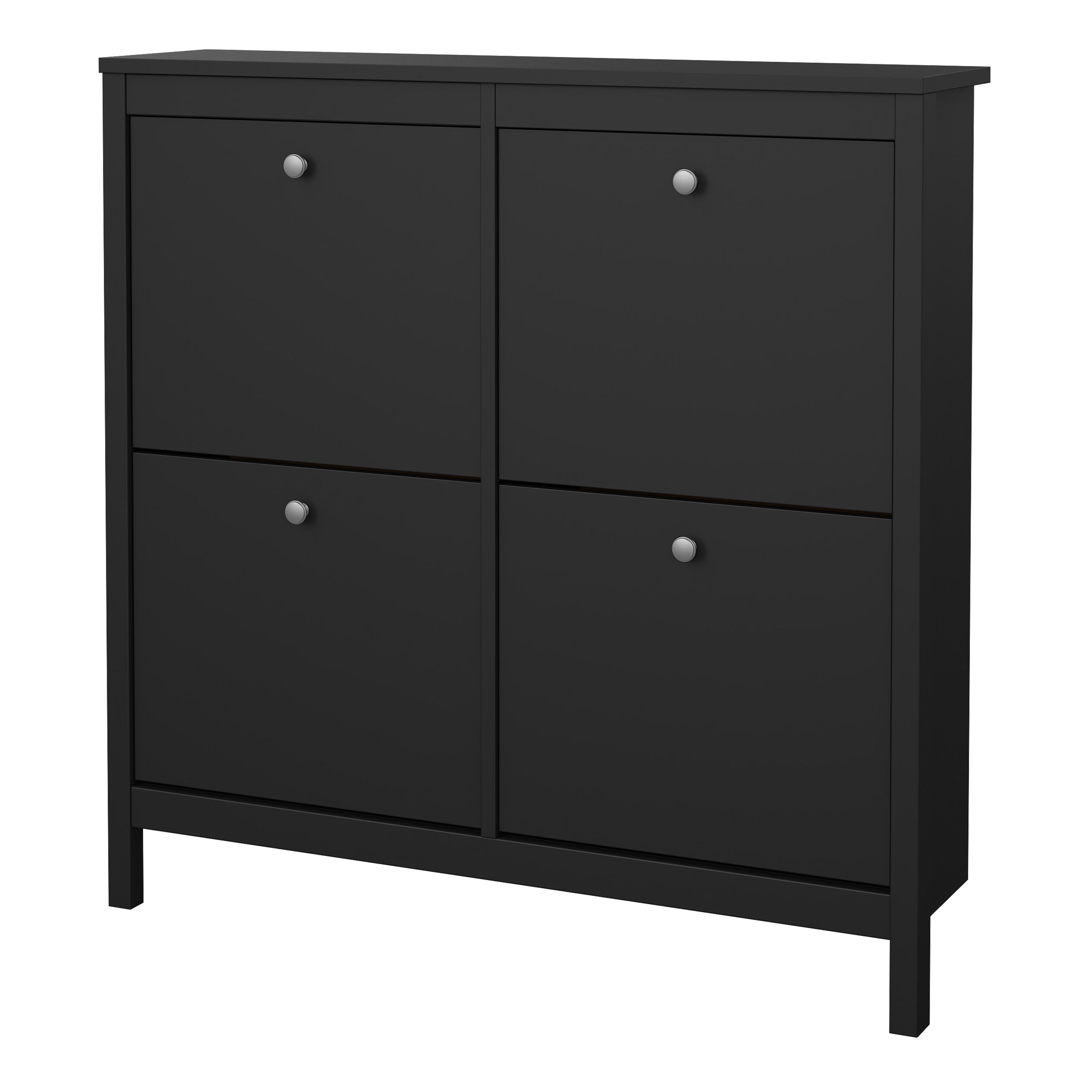 Madrid Shoe Cabinet 4 Flip Down Doors in Matt Black – FTG, view 3