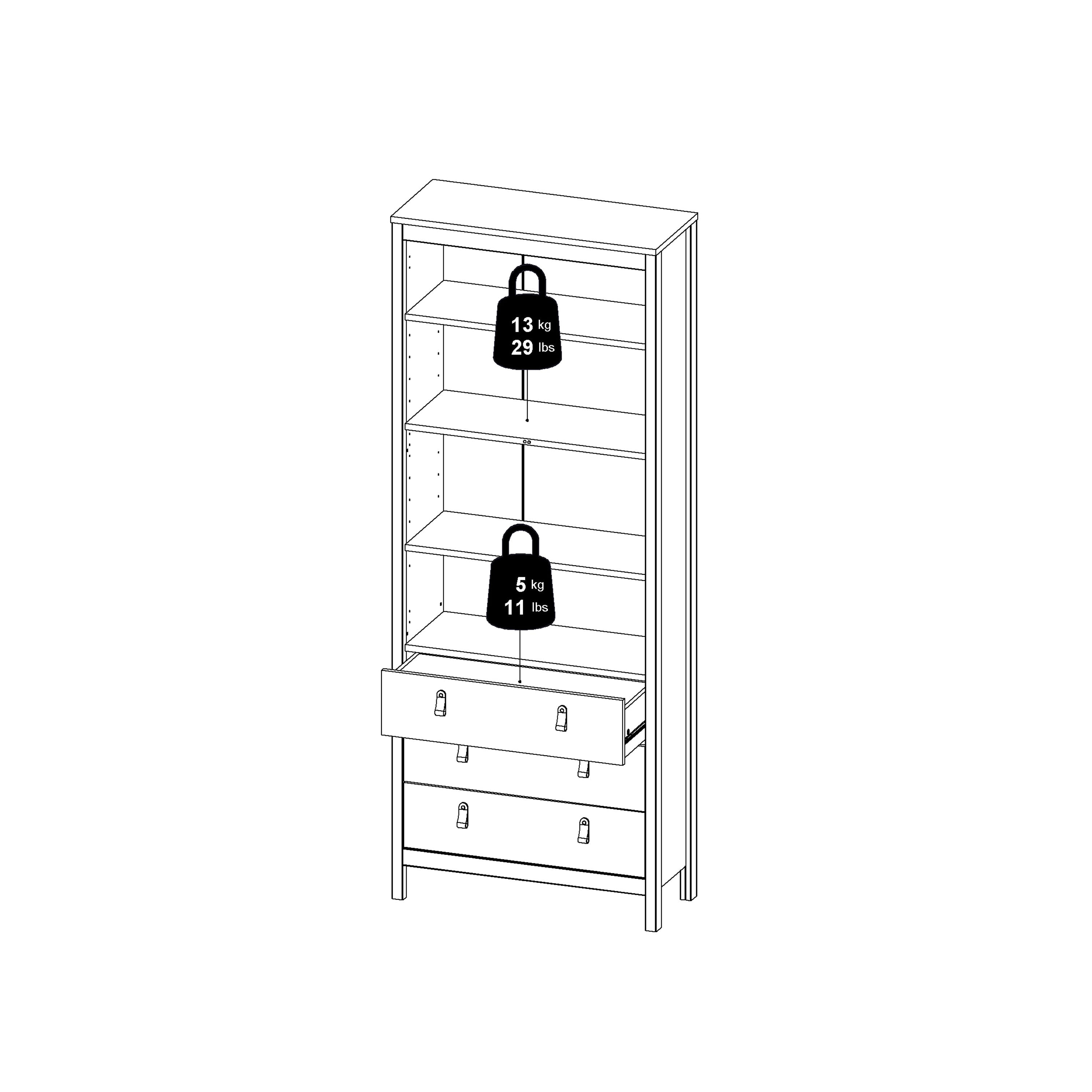 Madrid China Cabinet 2 Glass Doors with 3 Drawers in White – FTG, view 12