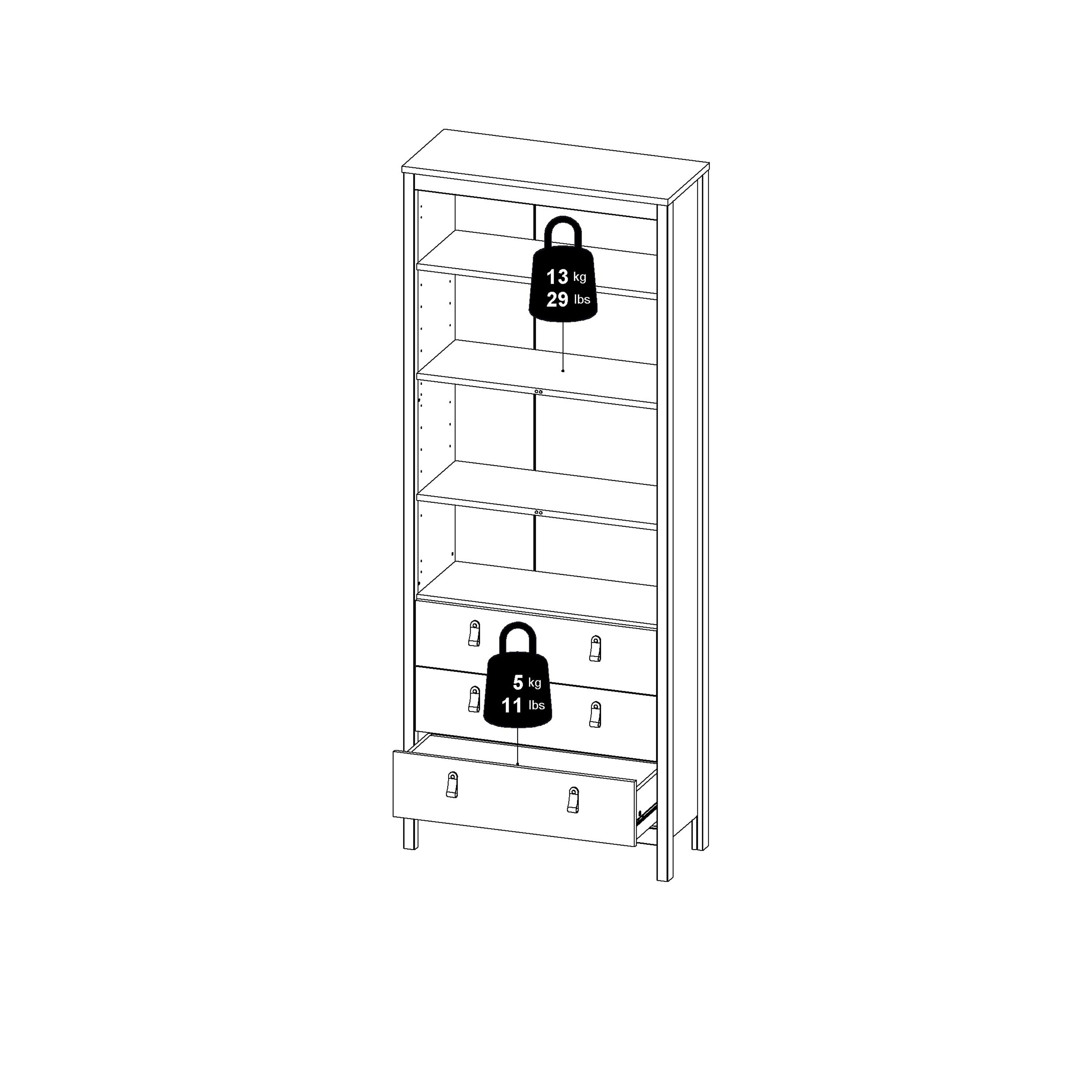 Madrid China Cabinet 2 Glass Doors with 3 Drawers in Cashmere – FTG, view 11