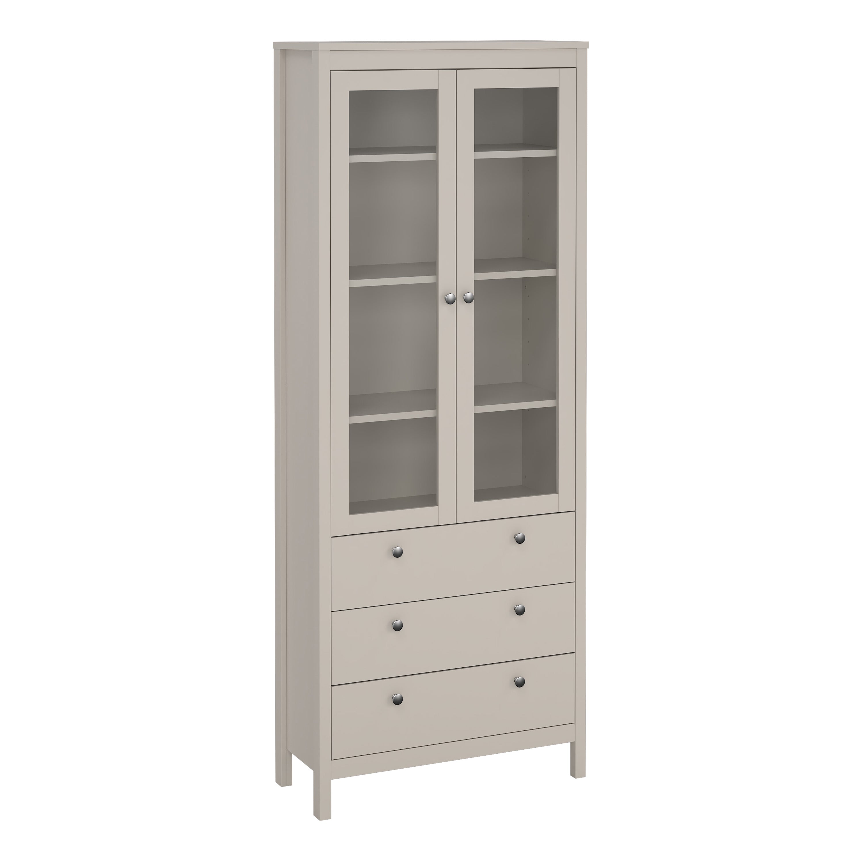 Madrid China Cabinet 2 Glass Doors with 3 Drawers in Cashmere – FTG