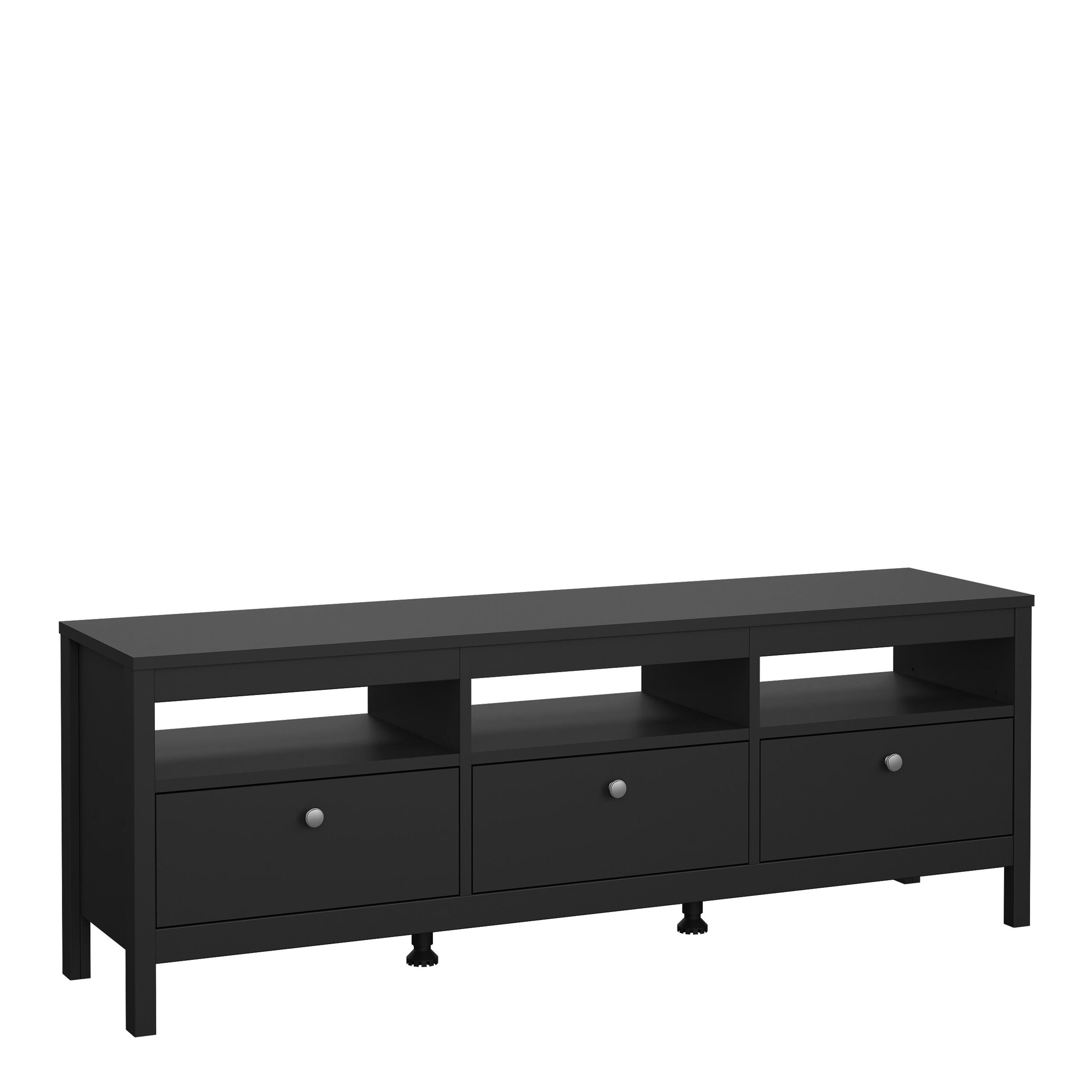 Madrid TV Unit 3 Drawers in Matt Black – FTG