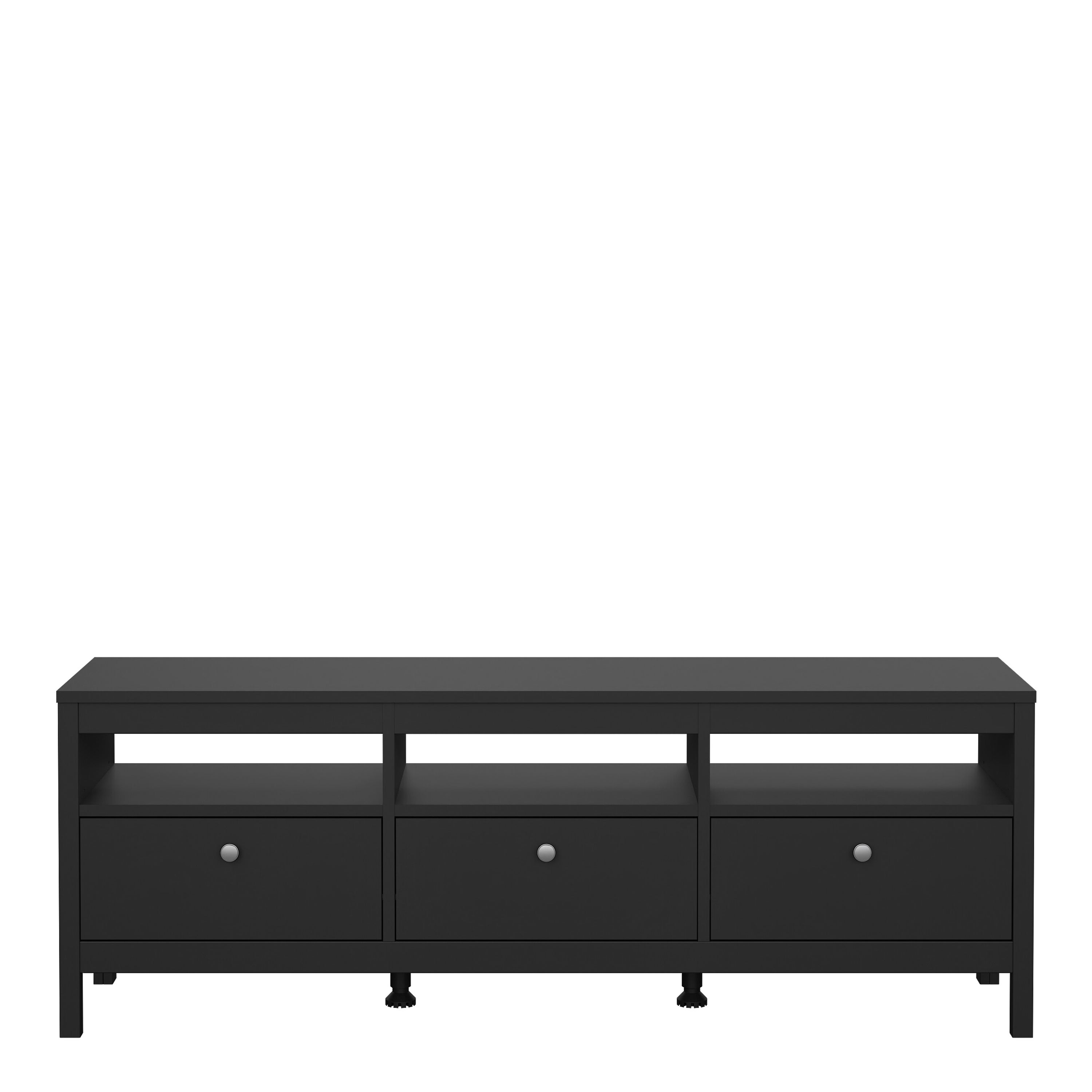 Madrid TV Unit 3 Drawers in Matt Black – FTG, view 2